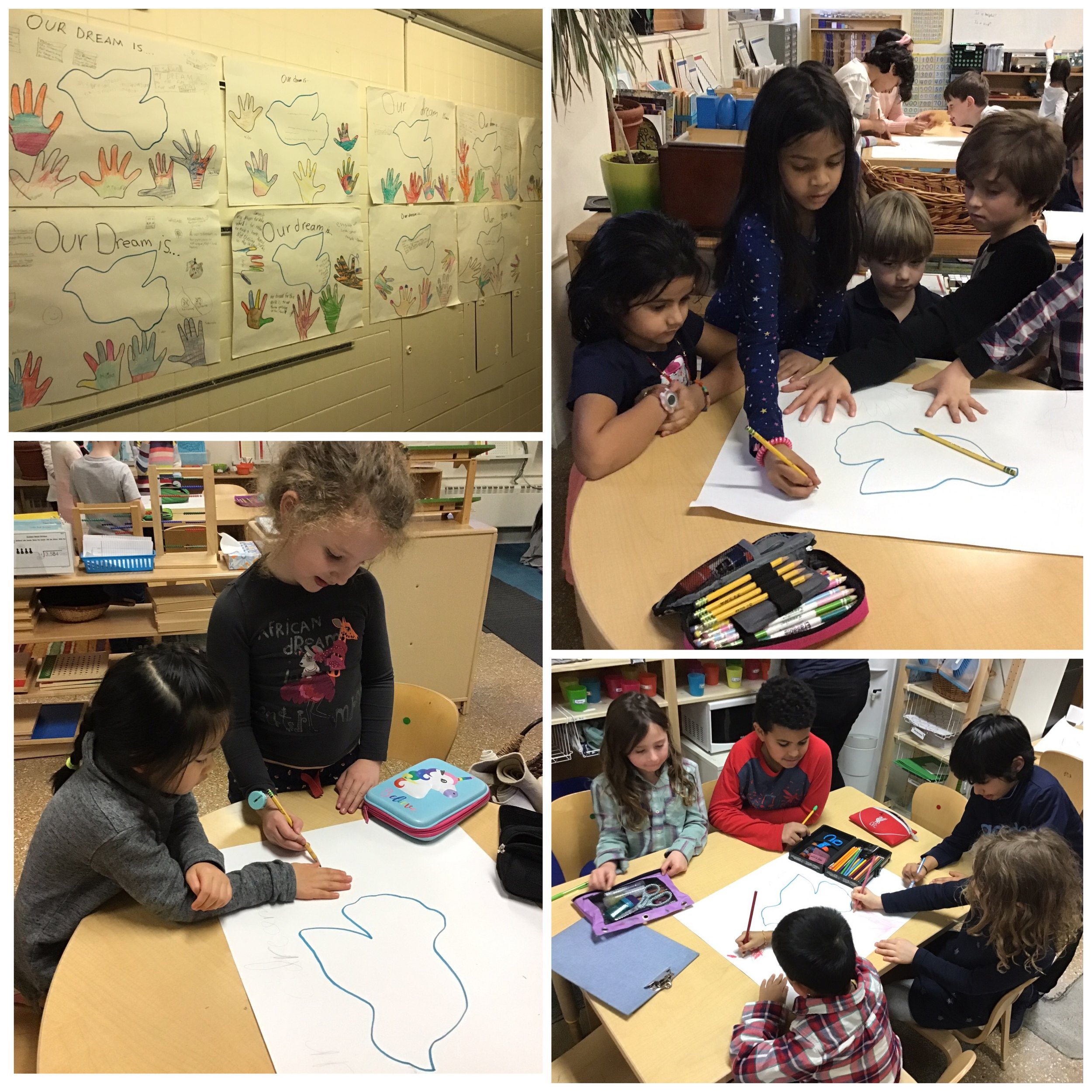 Tracing hands and talking about “peace” and “dreams” with Indigo Room friends for MLK