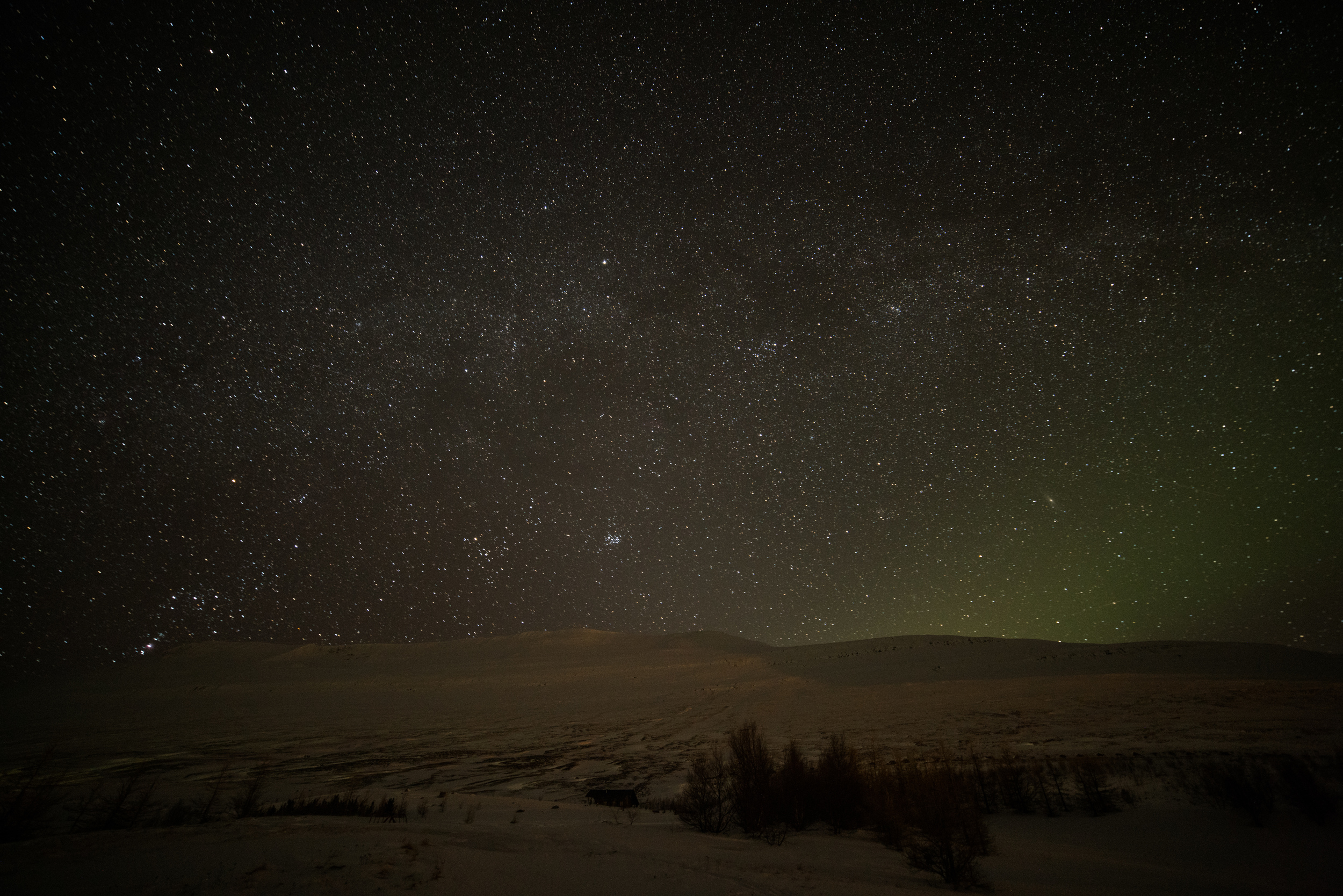 Shooting west from south of Akureyri. March 2, 2016. Sony A7rII with Rokinon 14mm f/2.8, ISO 3200, 30s.