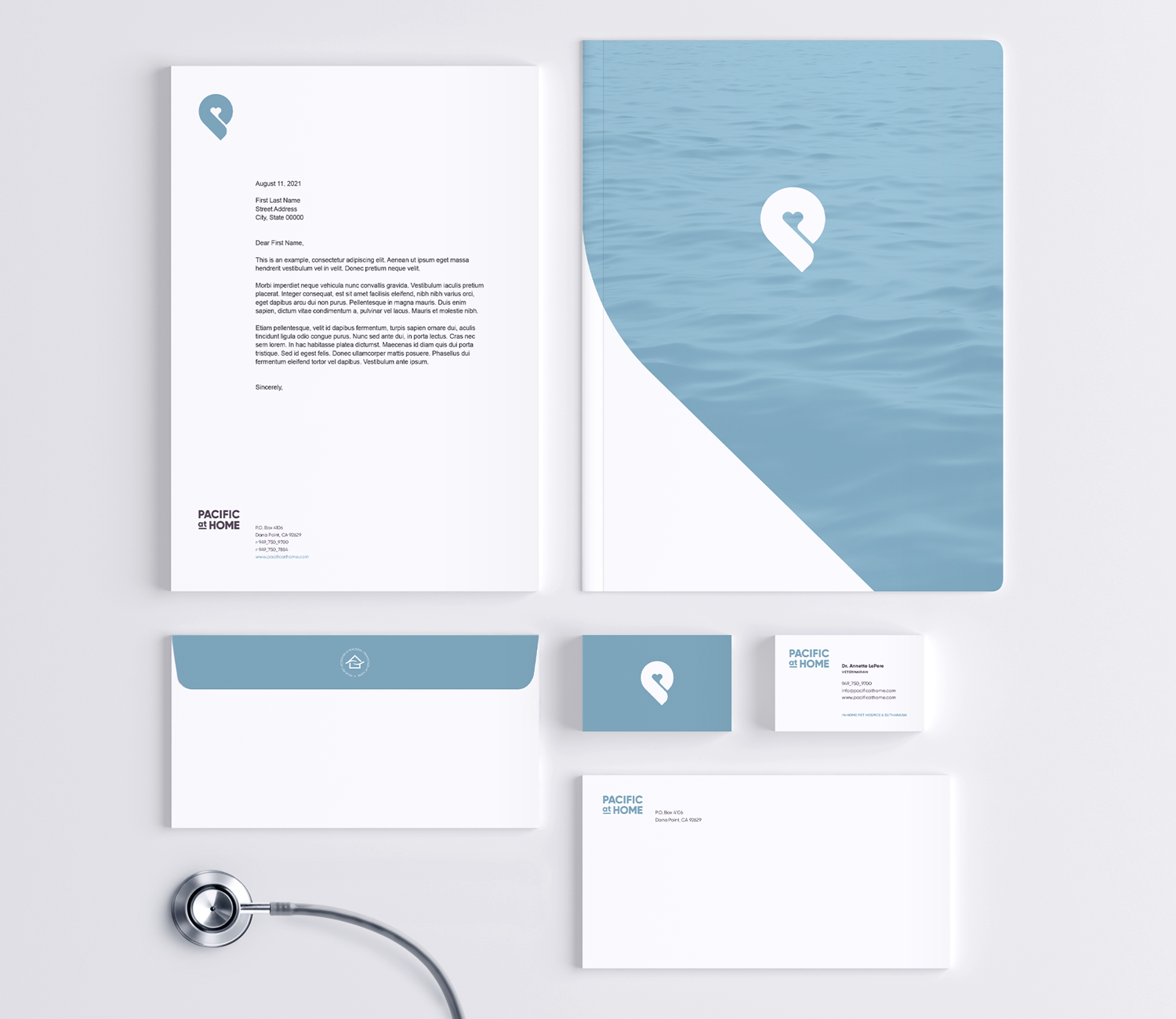 Pacific at Home visual identity stationery system print collateral