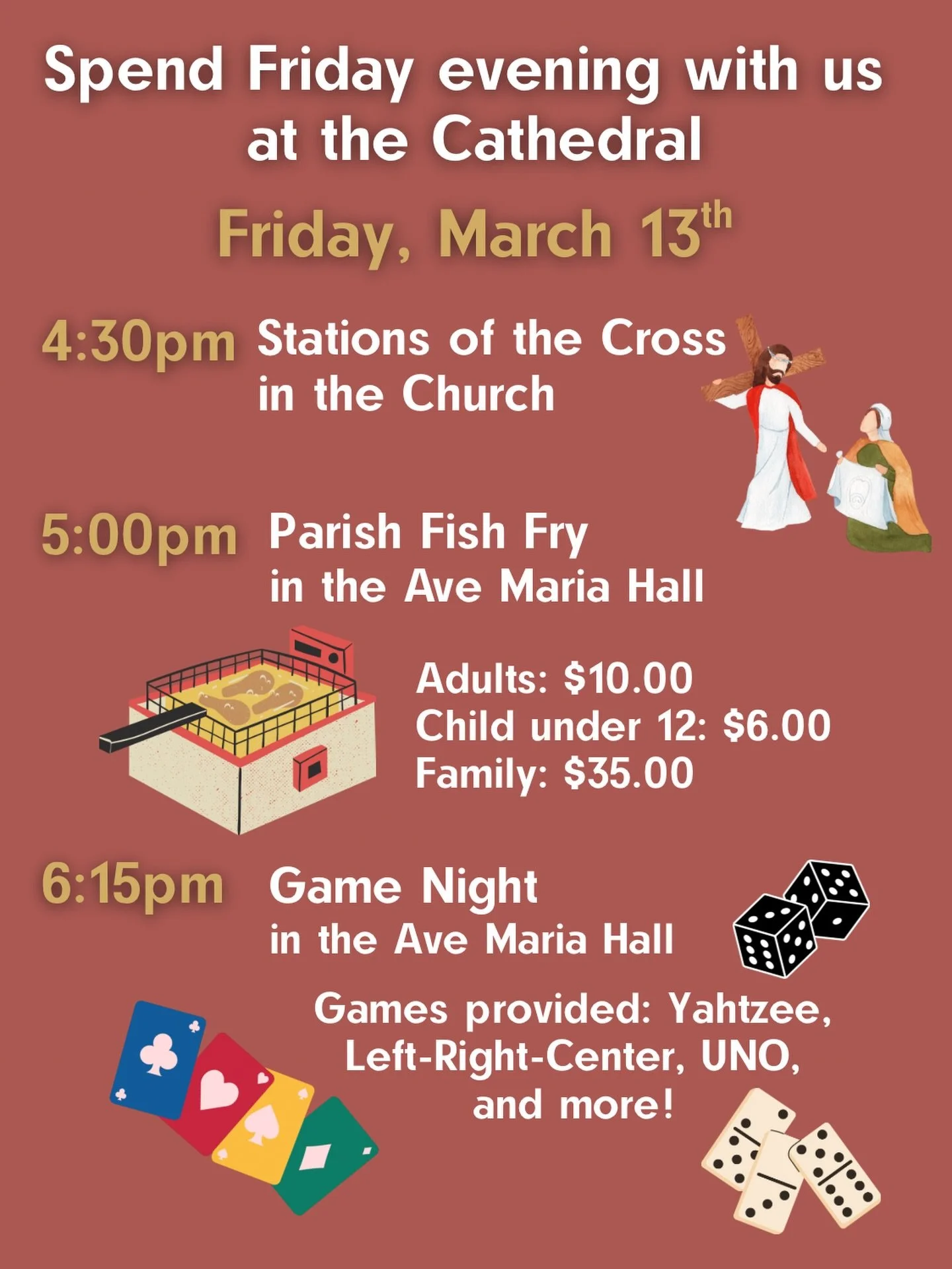 Join us for some or ALL of the Friday events on March 13th!