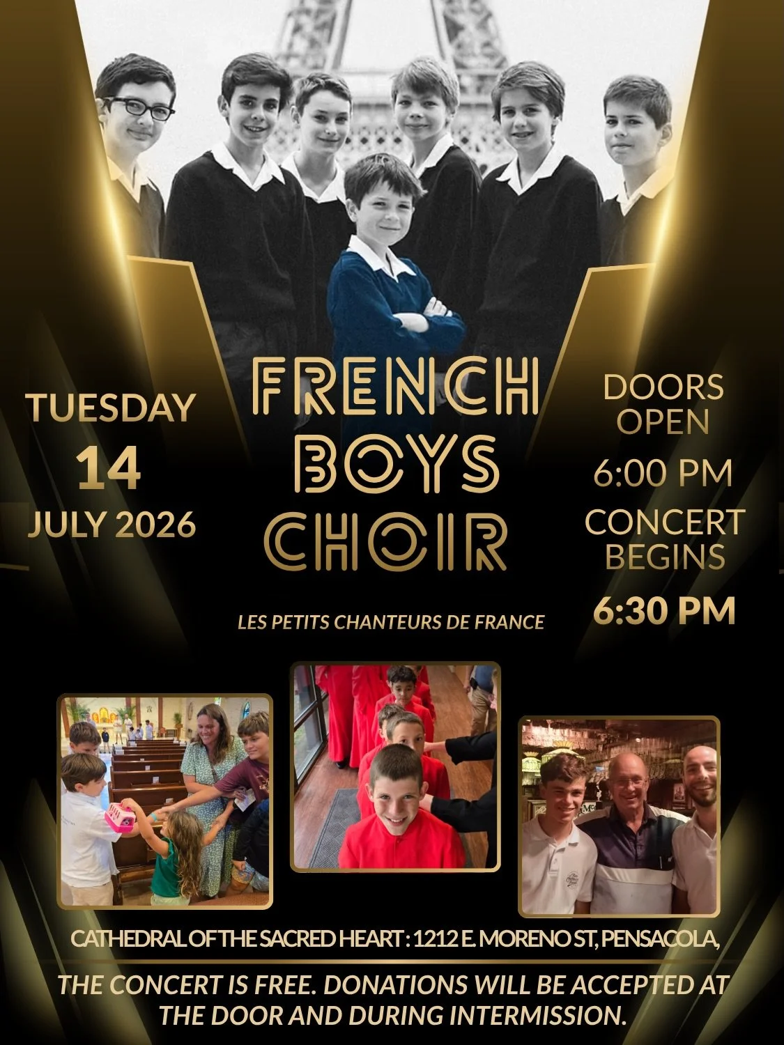 The French Boys Choir will return the Cathedral on July 14th! The concert is free to the public, donations will be accepted. Seating is first come, first serve with doors opening at 6pm.
