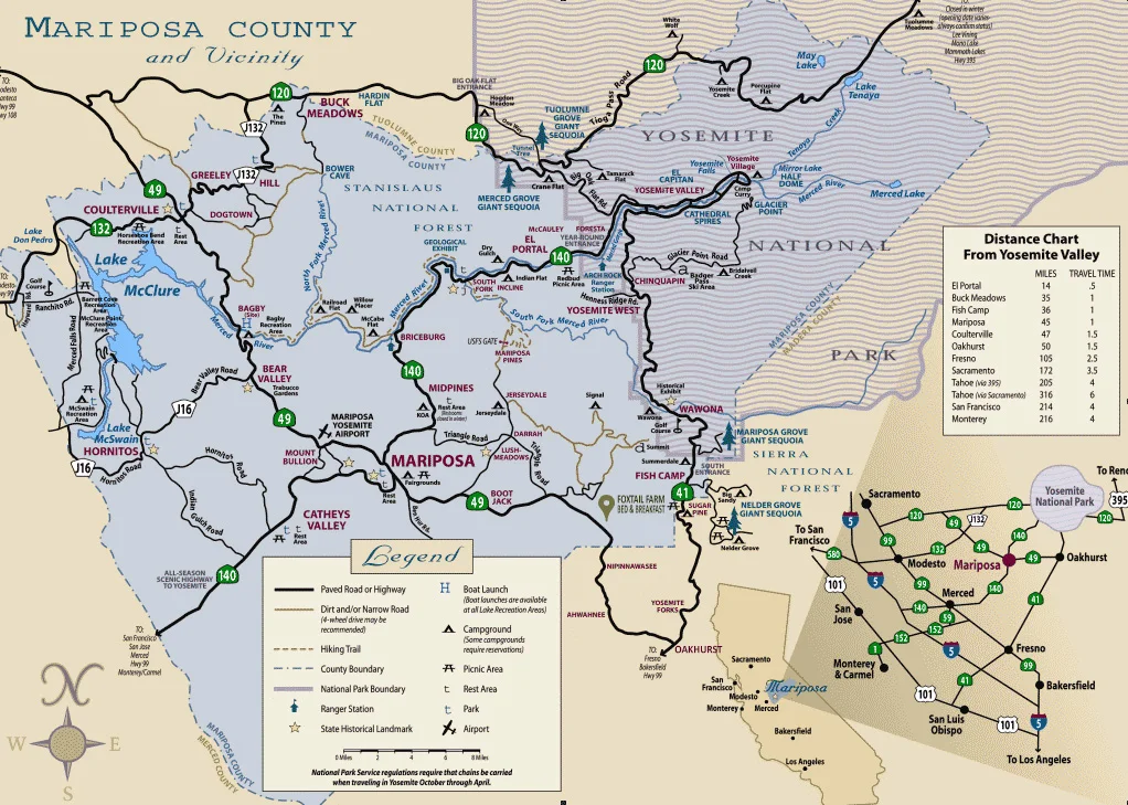 Directions to Foxtail Farm Bed and Breakfast near Yosemite National