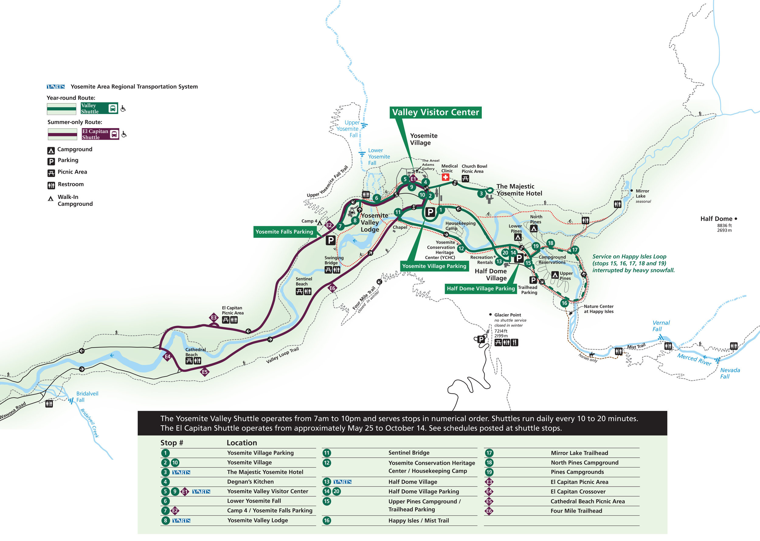 Yosemite Valley Shuttle System Map — Foxtail Farm