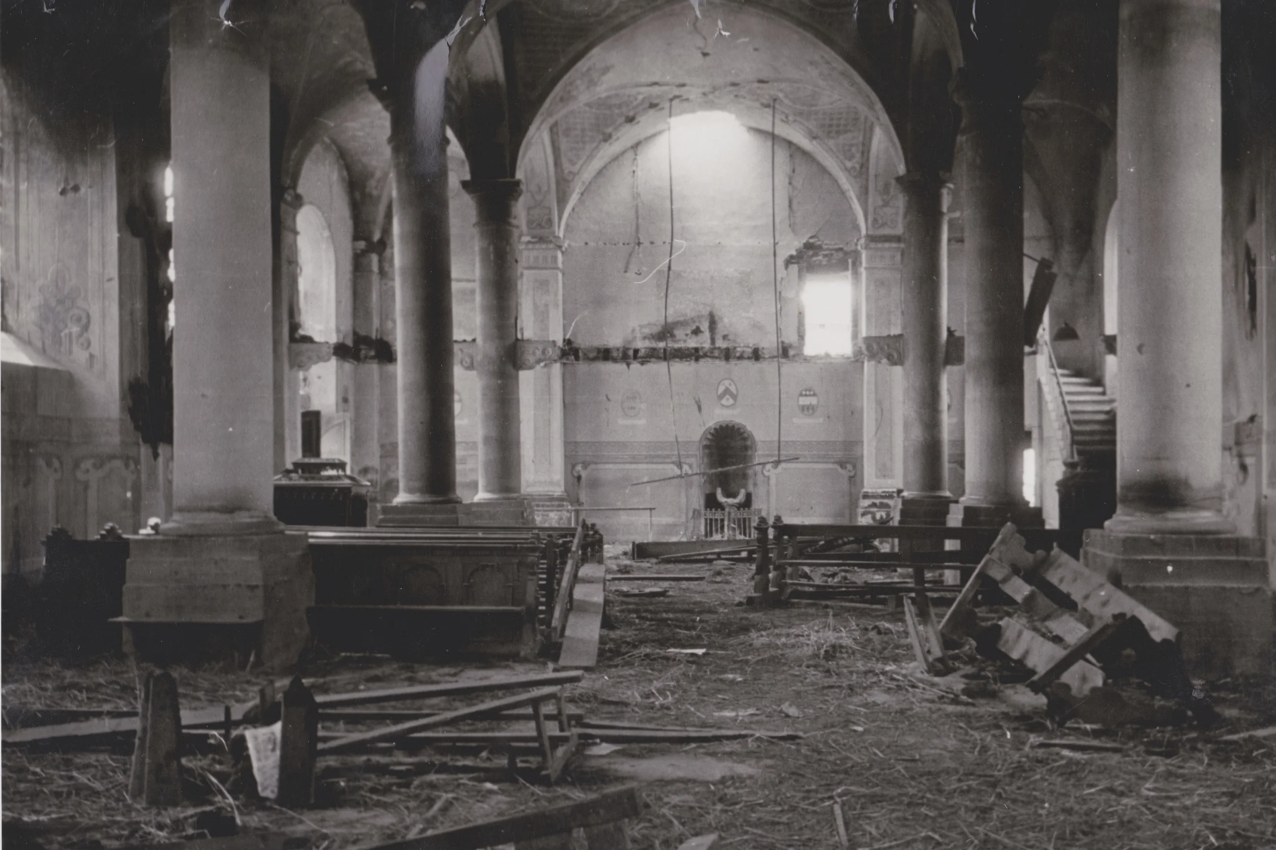 The interior of the church looking toward the exit in 1945.