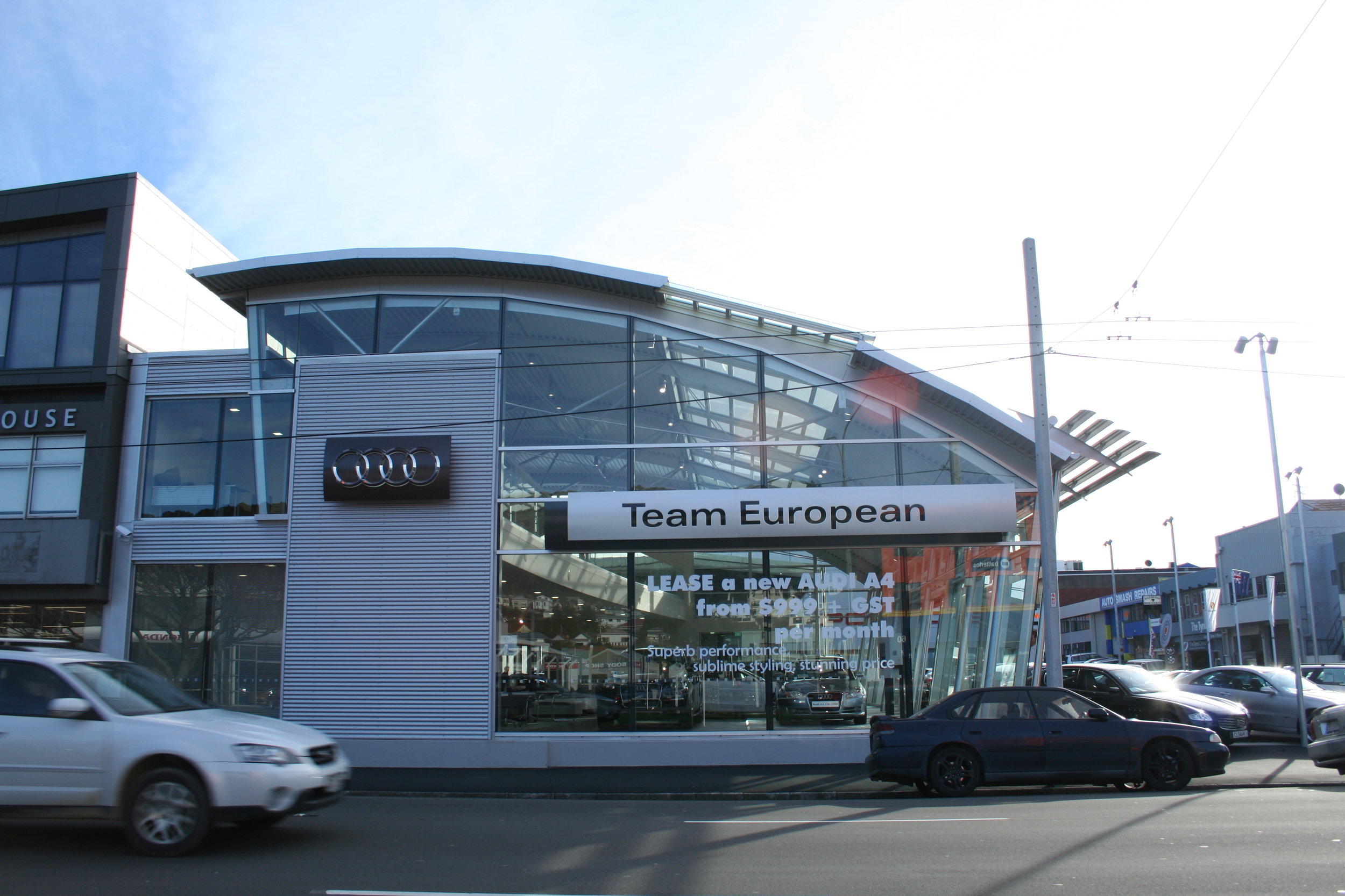 Armstrong Prestige AUDI Hanger by archaus Street Elevation