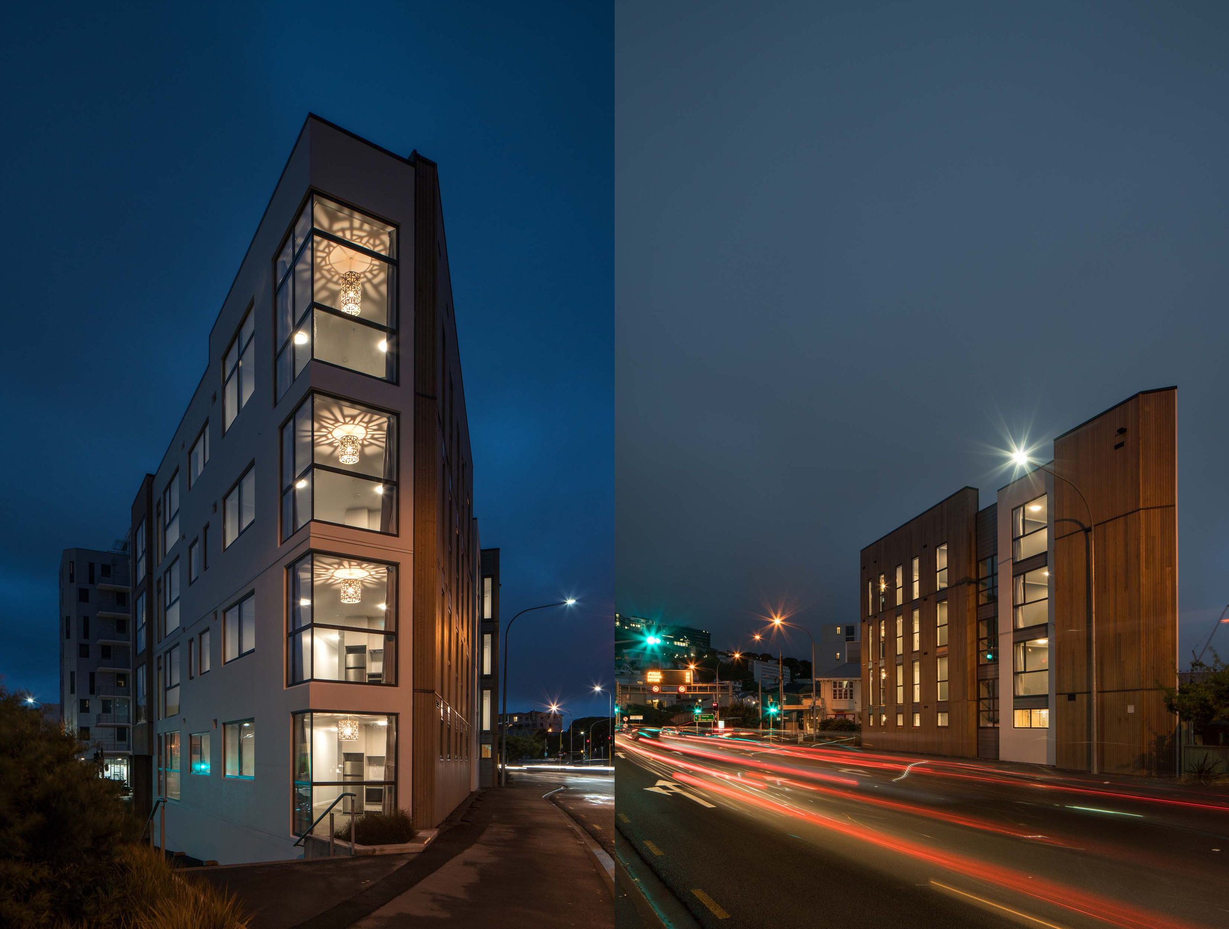 83 ABEL SMITH STREET BY ARCHAUS. EXTERIOR NIGHT SHOTS.