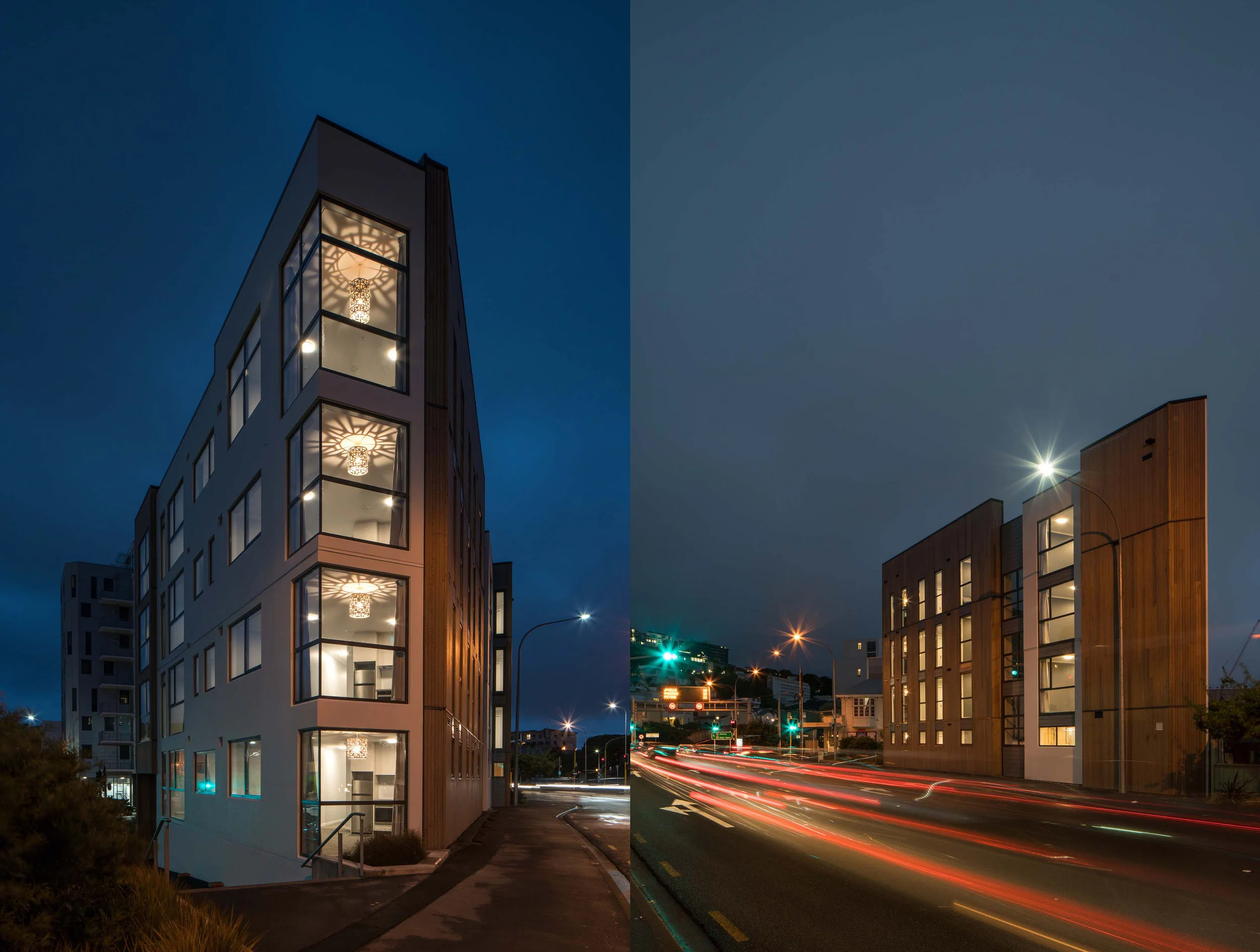 83 ABEL SMITH STREET BY ARCHAUS. EXTERIOR NIGHT SHOTS.