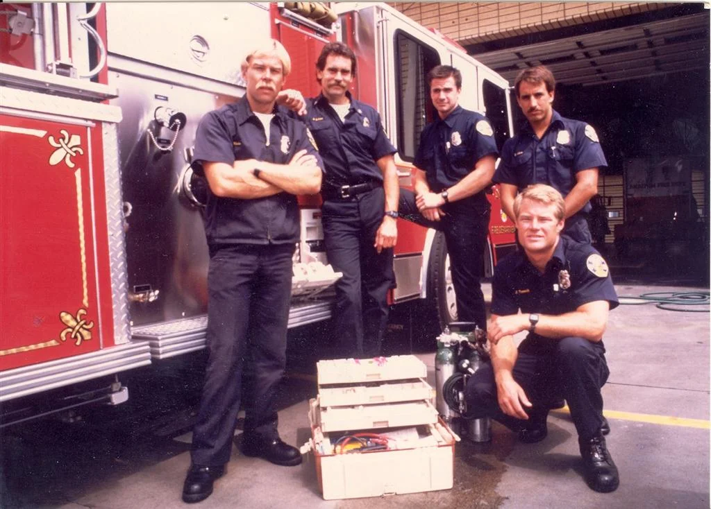 1986-Engineer Cj Watson, Captain Scott Roberts, FF Randy Gamble, FF Pat Ochoa, FF Jeff Trestle