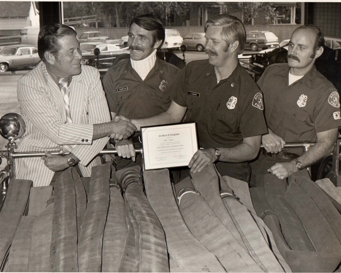 Fire Chief Jim Riley, Capt. Martel Thompson, Capt Jan Hagan and FF Bob Young