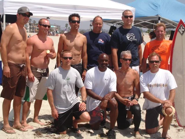 2007 Surf Olympics (Pacific Beach) - from right - Back row - 3rd Jeff Newell , Bottom CJ Watson, Lance Erickson