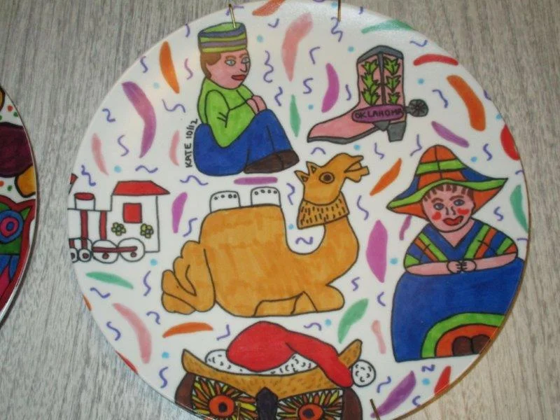 Kate Pearson - hand painted camel plate