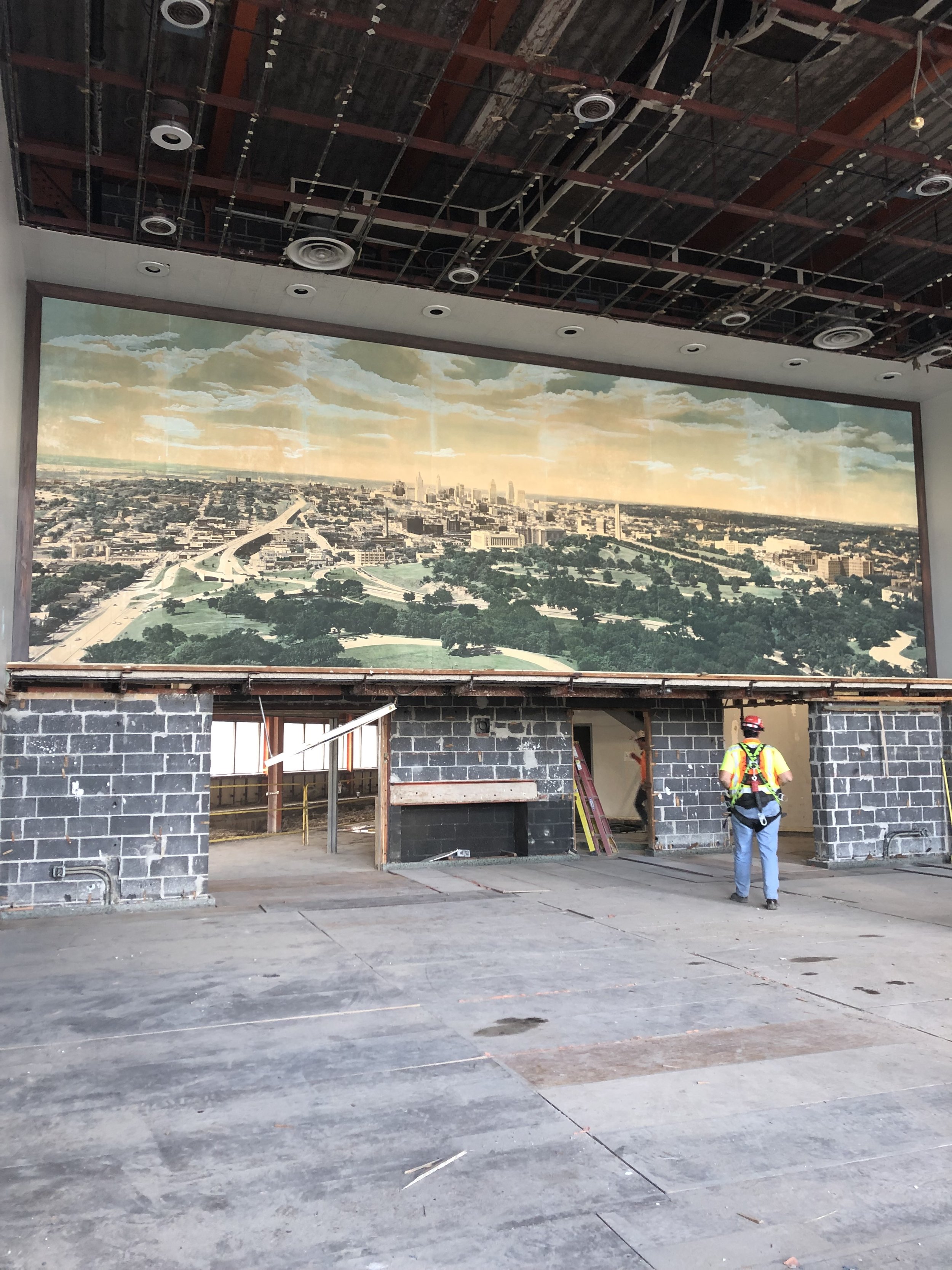 Here’s the mural from the ground. They weren’t sure who made it or how it was made.