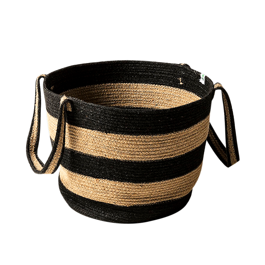 Braided Jute Tote black stripe