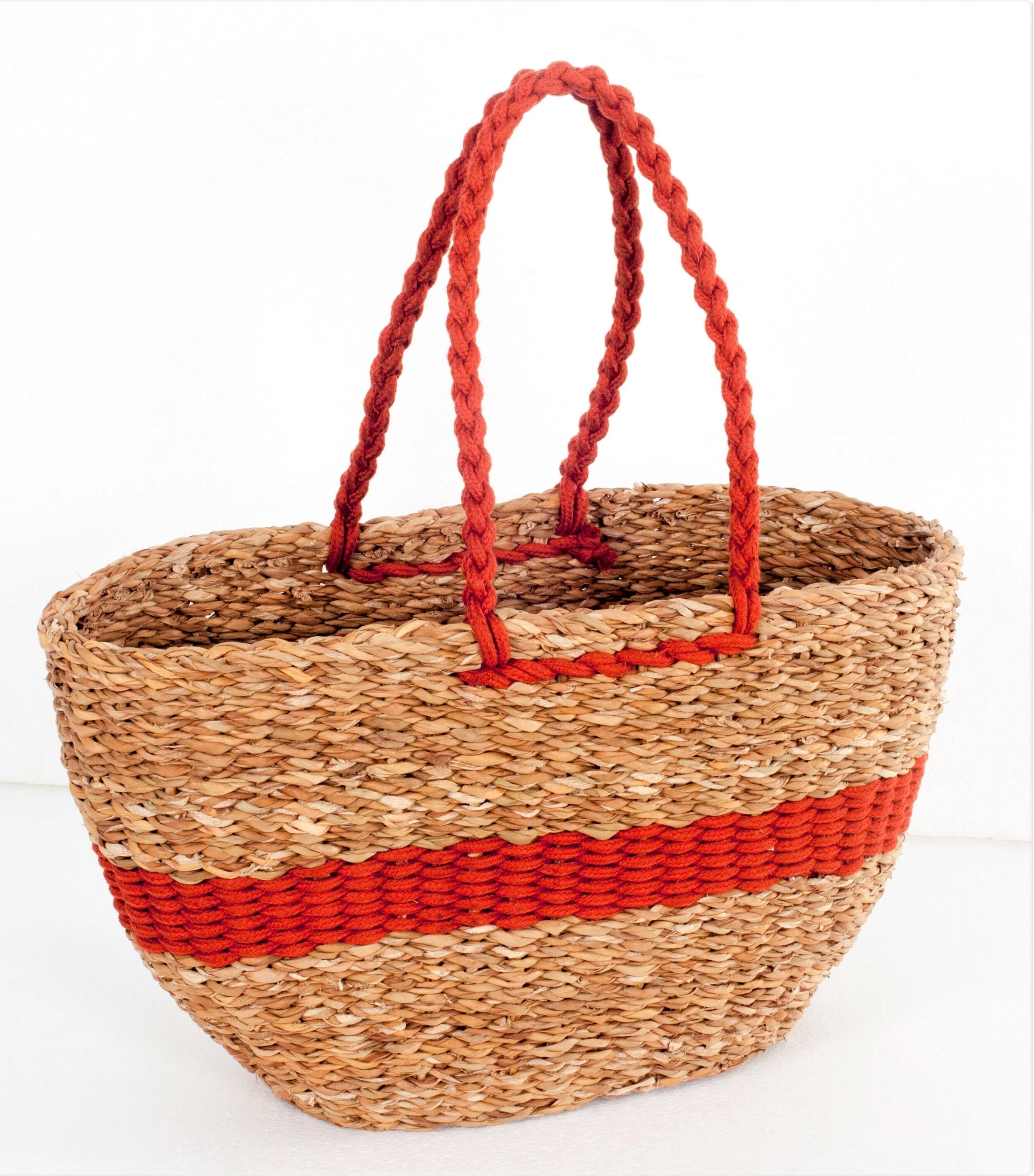 Seagrass Jute Tote Red