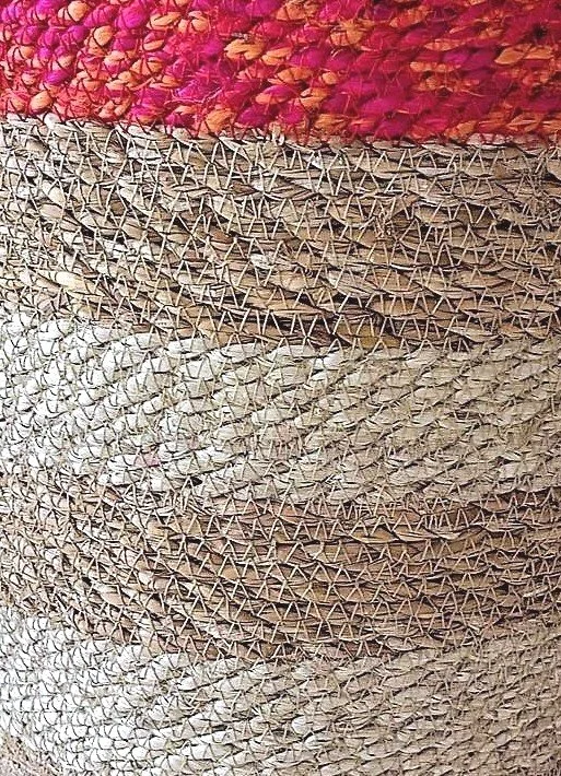 Braided Jute Seagrass Basket Medium with red rim