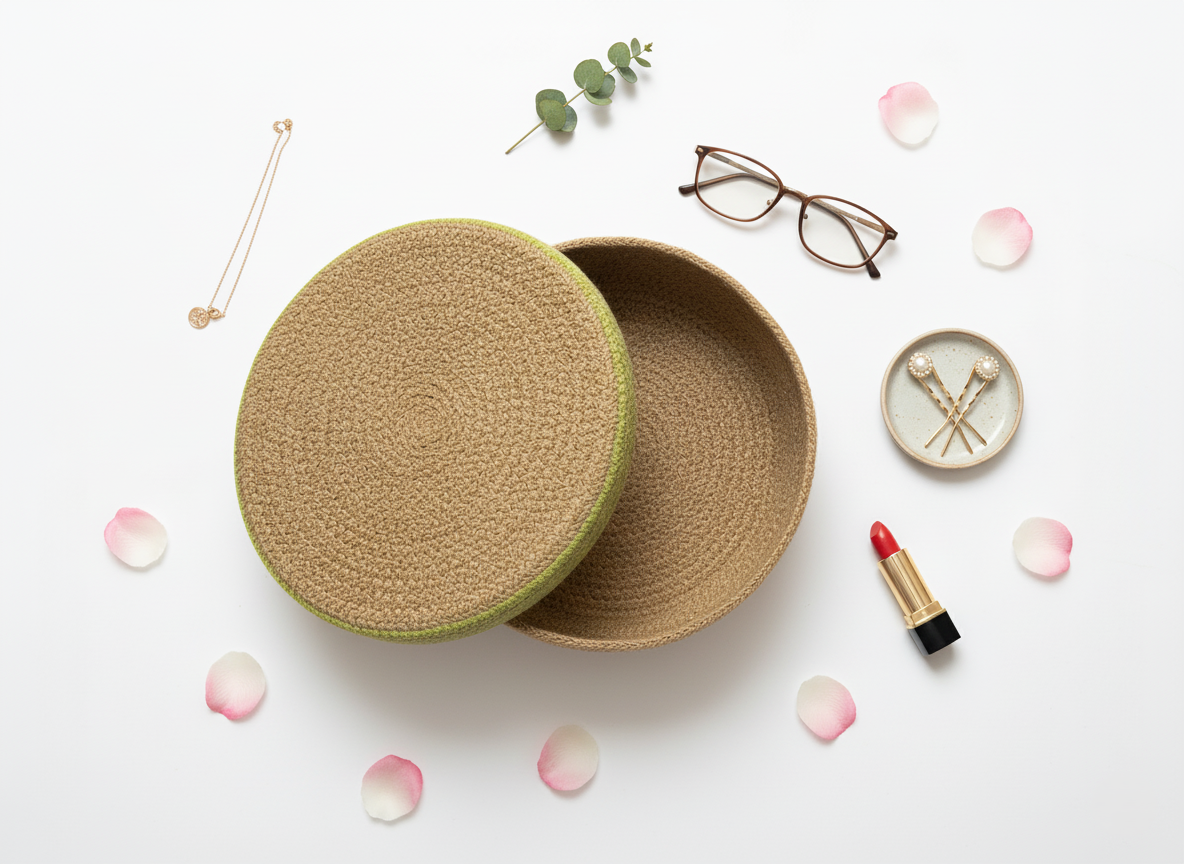 Jute Basket With Lid Green Rim (7).png