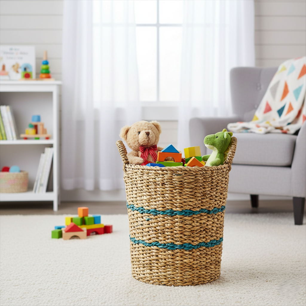 Blue Striped Seagrass Storage Basket (3).png