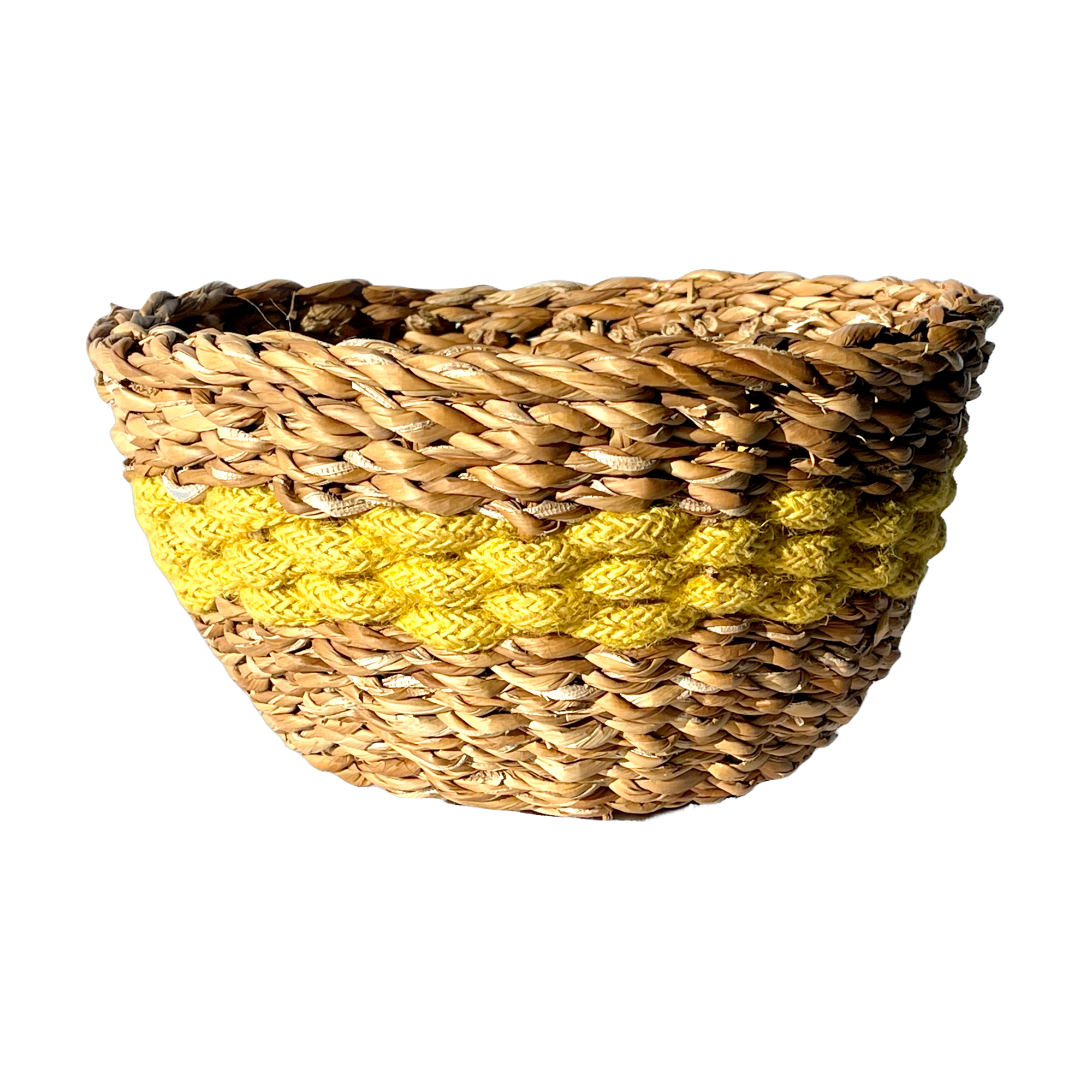 Seagrass Jute Bowl with yellow stripe
