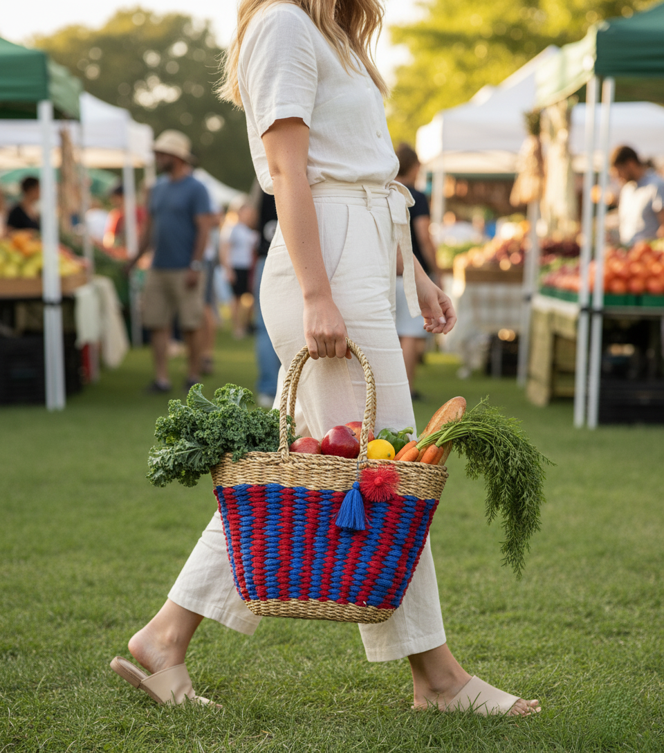 Red Blue Beach Tote