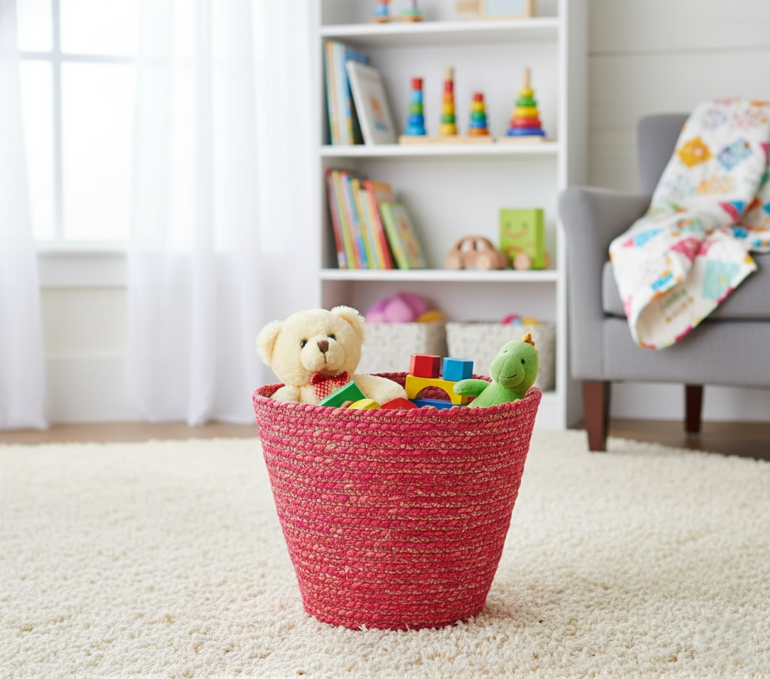 Pink Woven Storage Seagrass Basket (3).png
