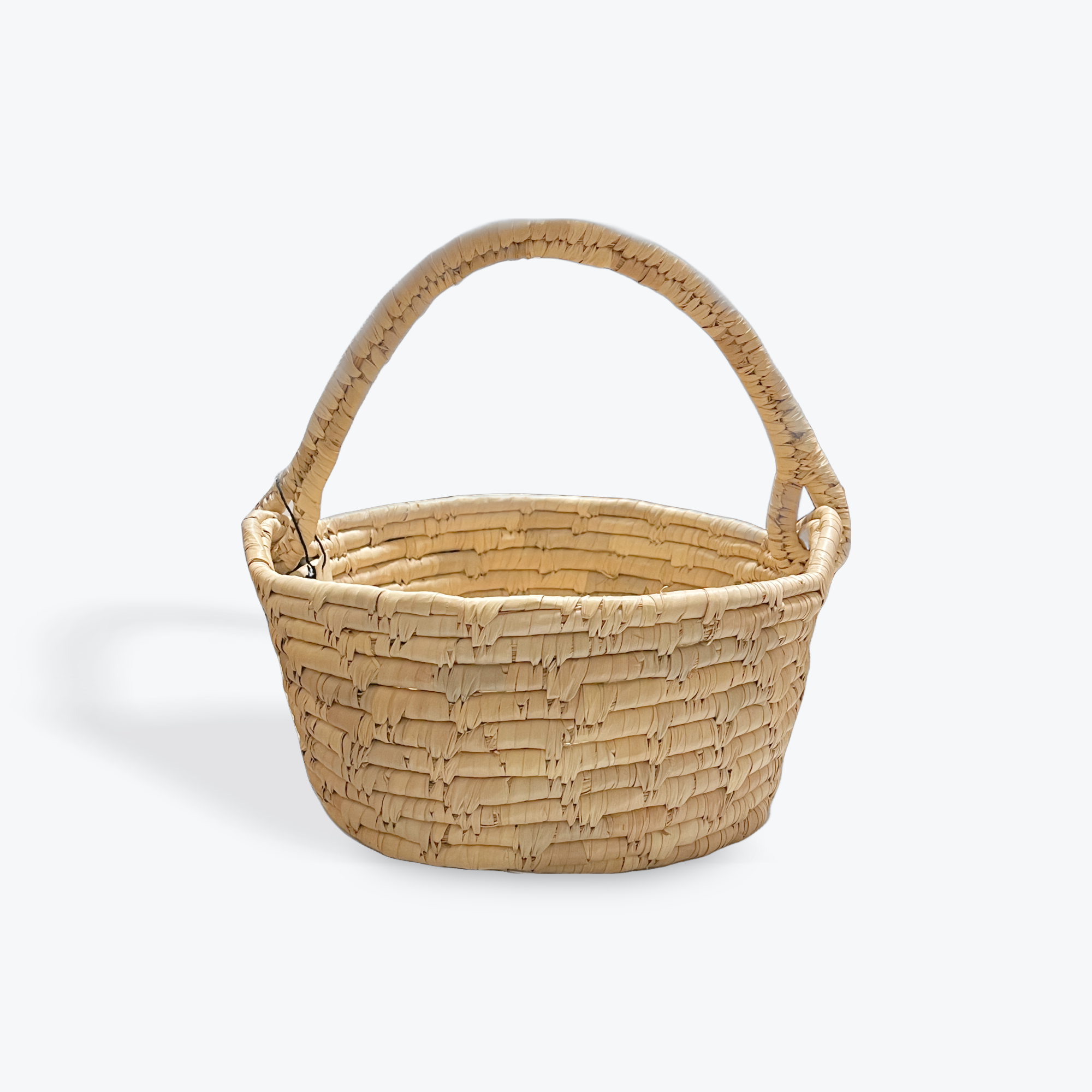 White Date Leaf Basket with one handle
