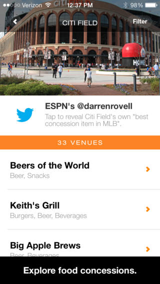 Hungry Fan - Find food at arenas and stadiums