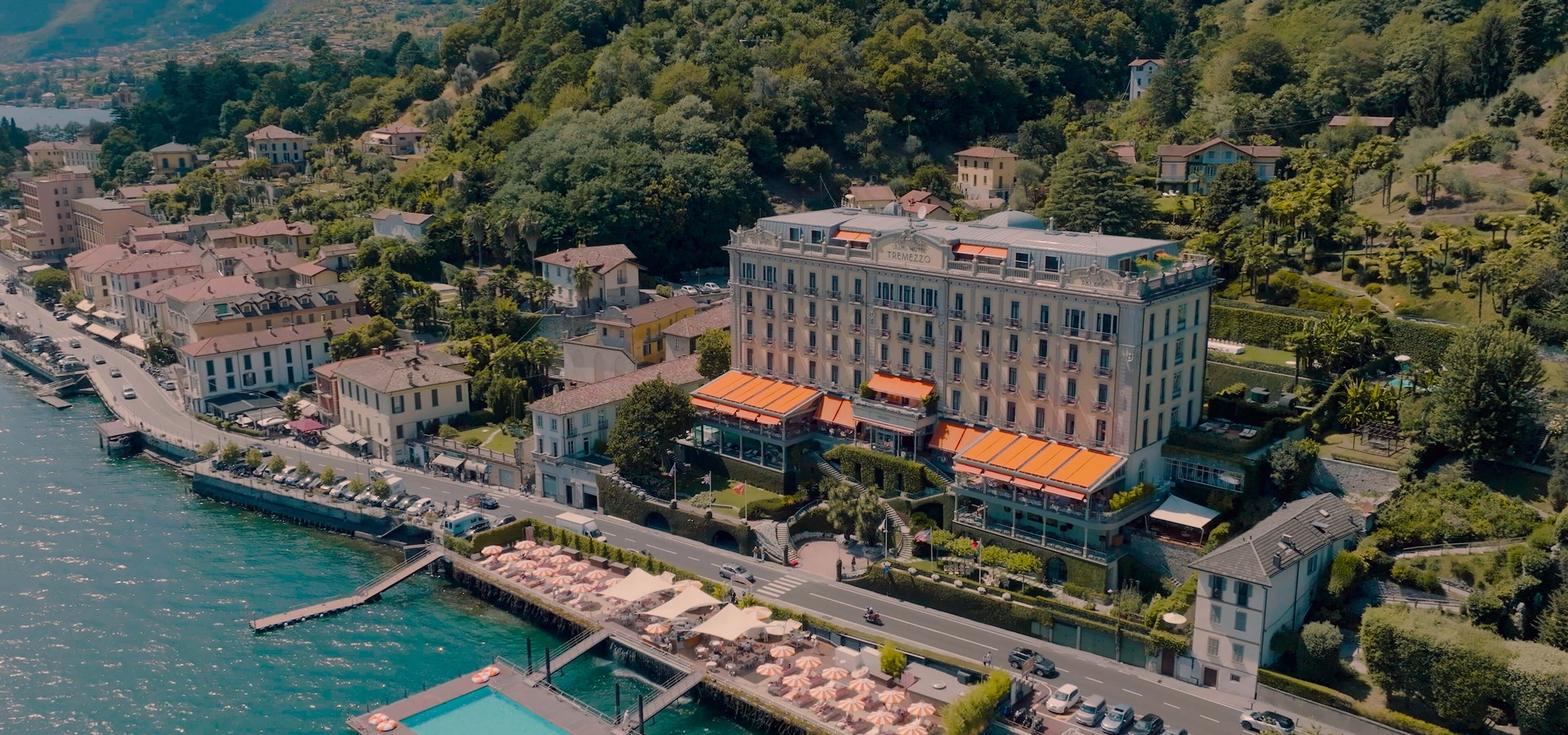 lake como grand hotel Tremezzo luxury wedding drone