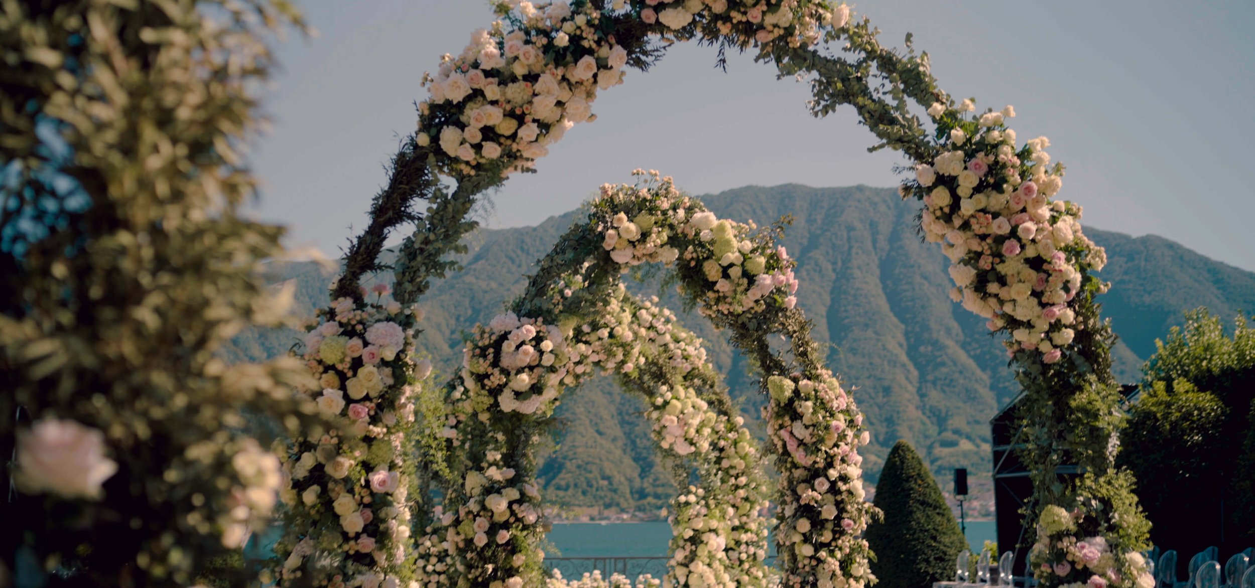 lake como Villa Balbiano luxury wedding ceremony flowers decor
