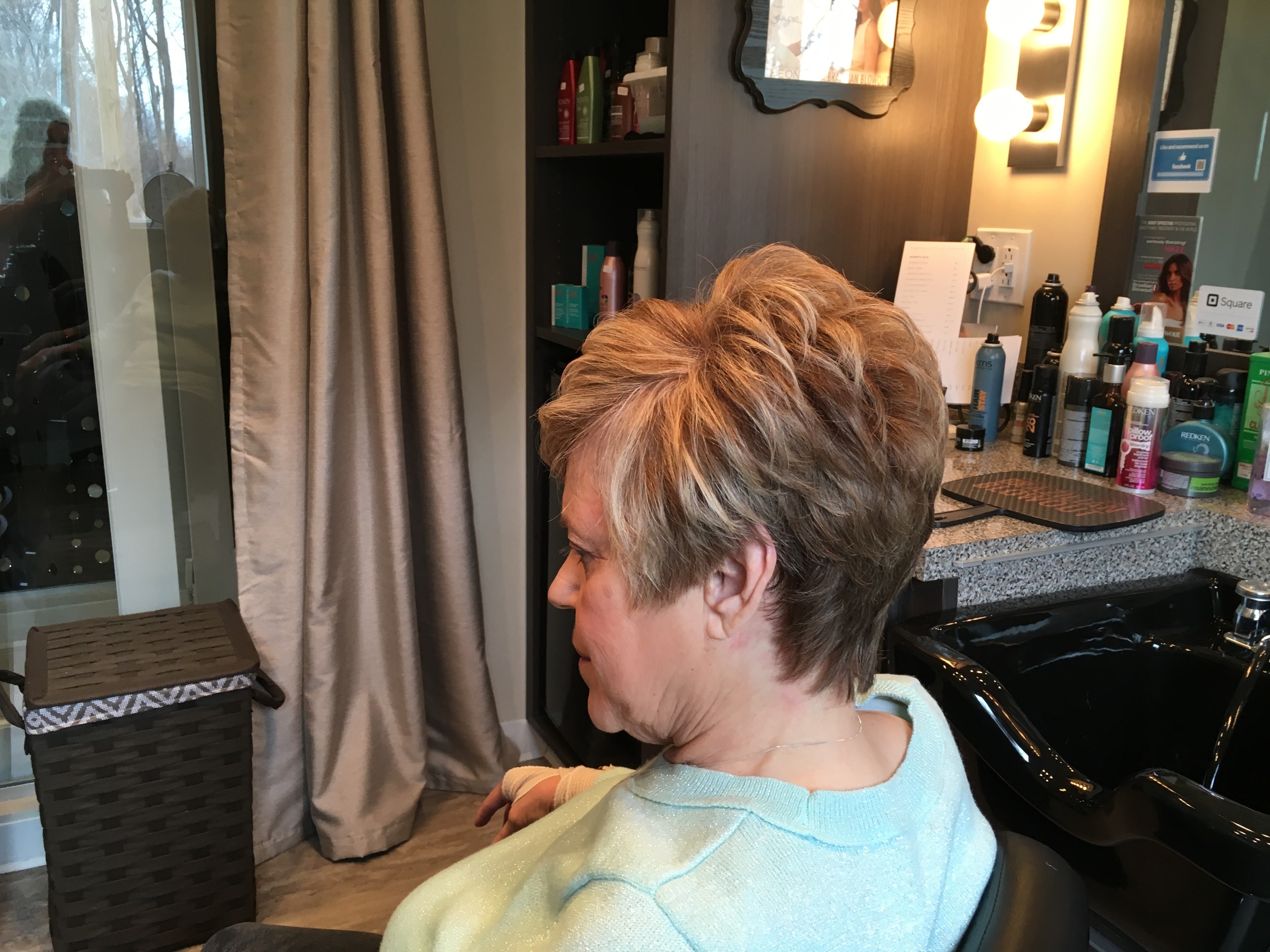 Woman's Short Haircut and Highlights