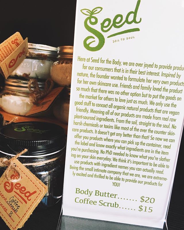 If you didn't get to make it out to the event this past weekend... No worries, @localpressbrew has a full stock of product just for you! 🌱 #seedforthebody #bodyproducts #homemade #localbusinesses #bodybutters #coffeescrub