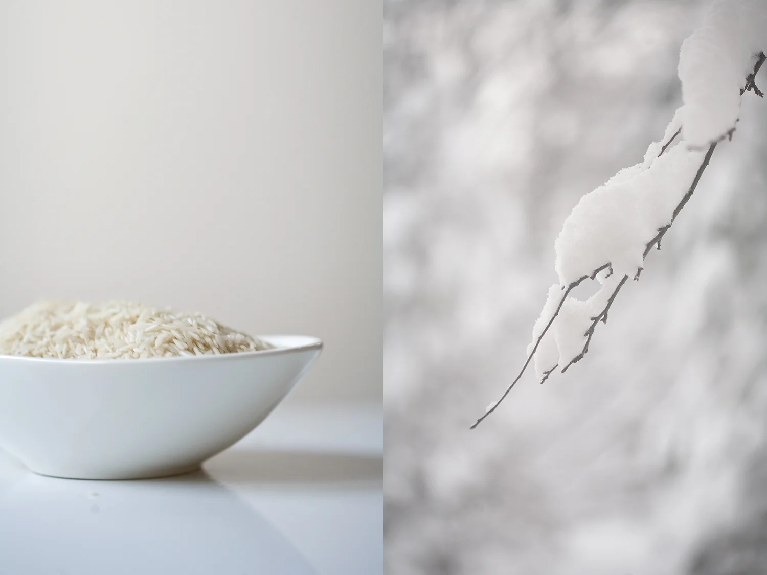 snowy landscape and jasmine rice