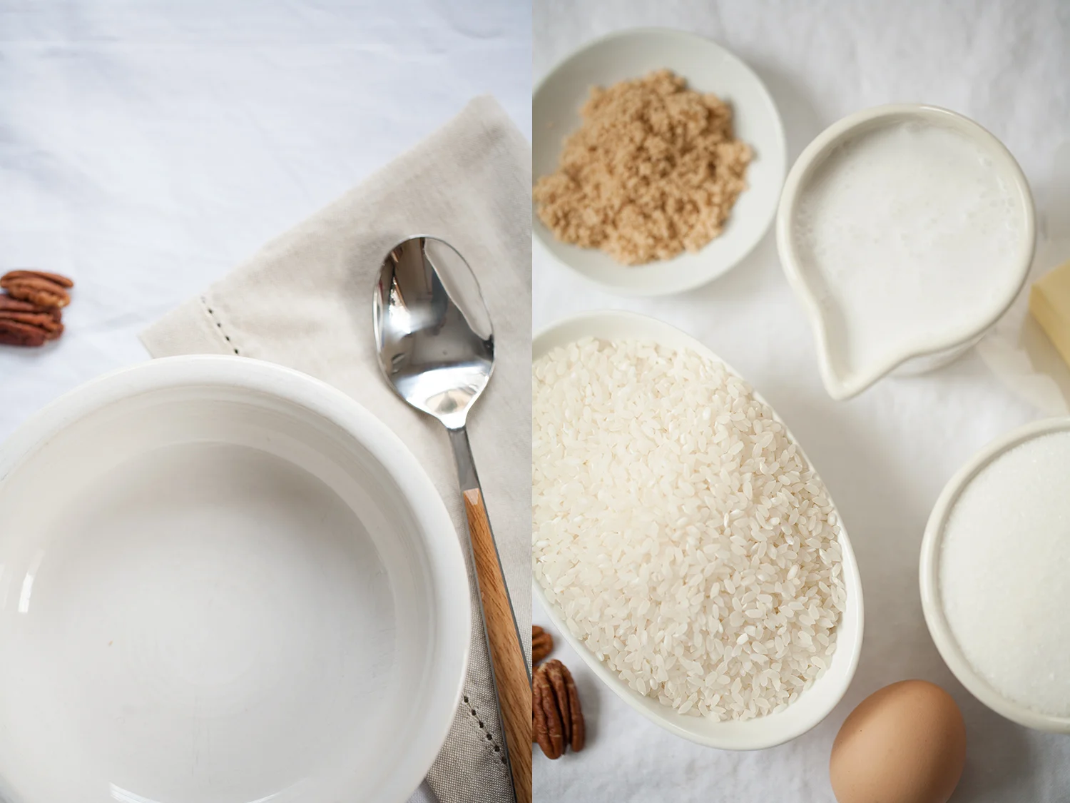white on white in the kitchen and rice pudding ingredients