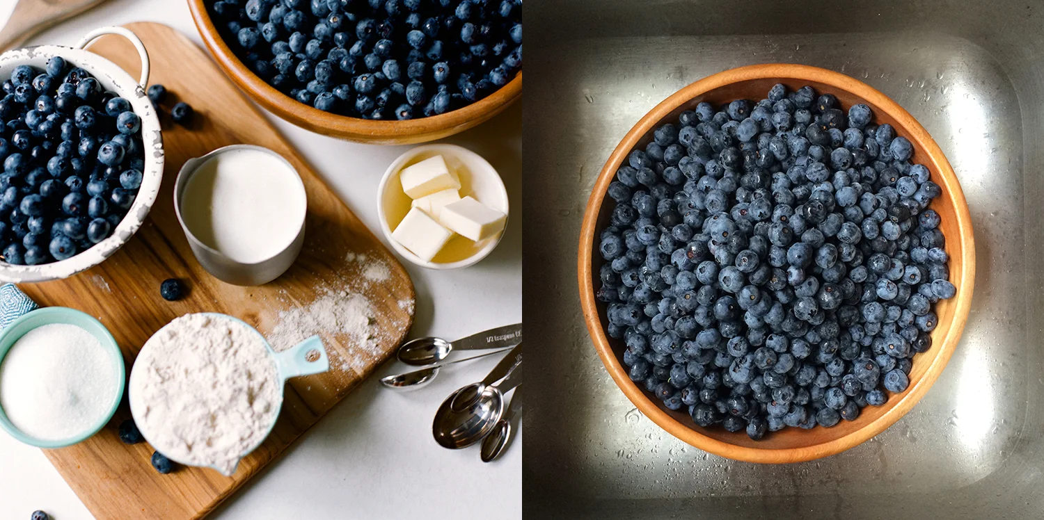 Making blueberry cobbler