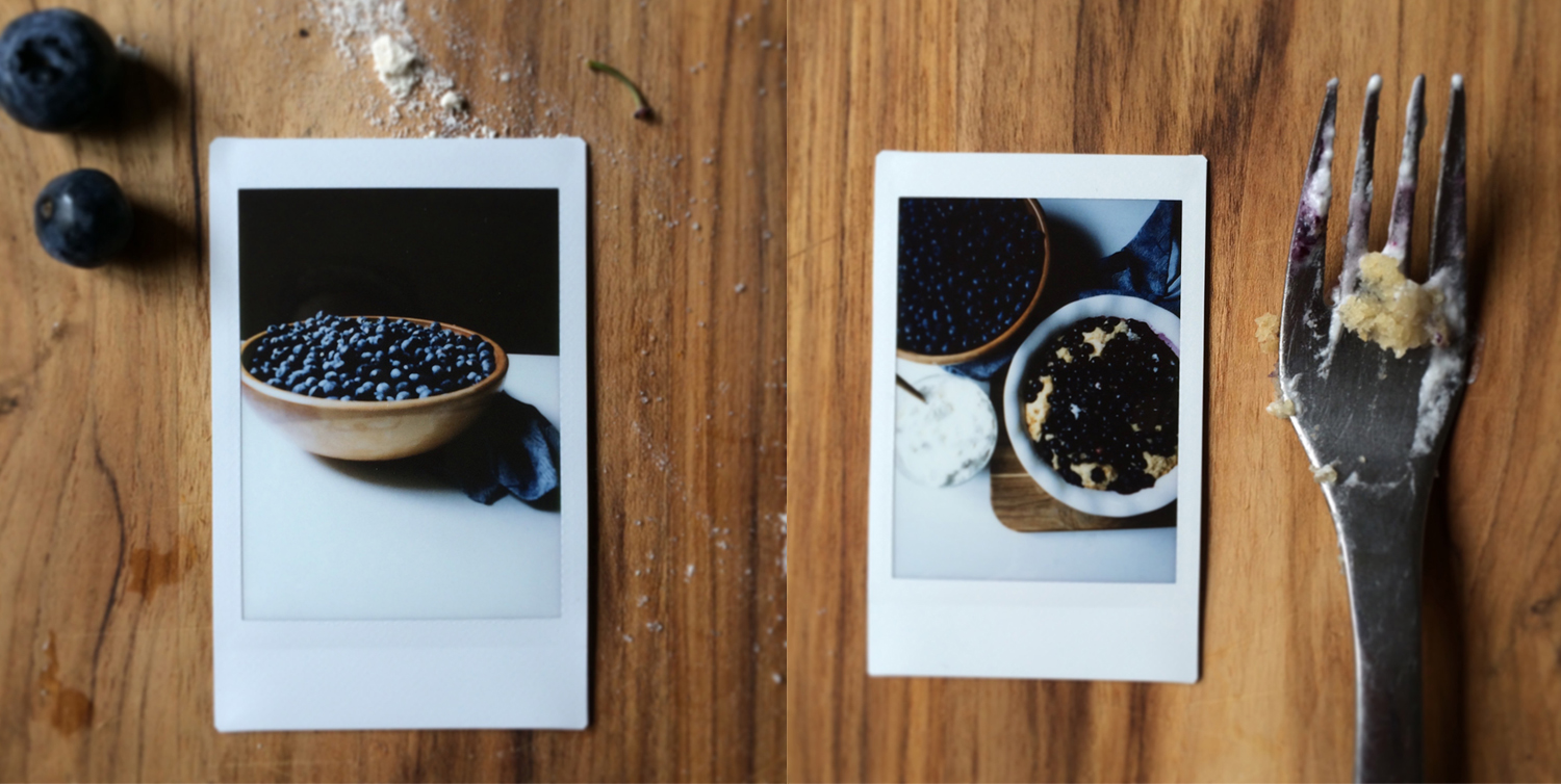 that michigan moment in august with instant film and blueberries