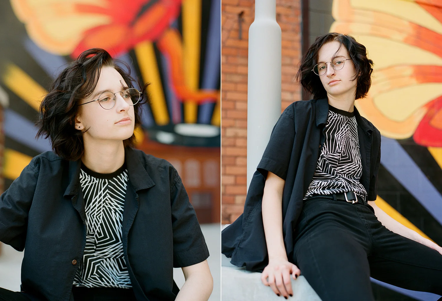 urban setting art student portraits on film