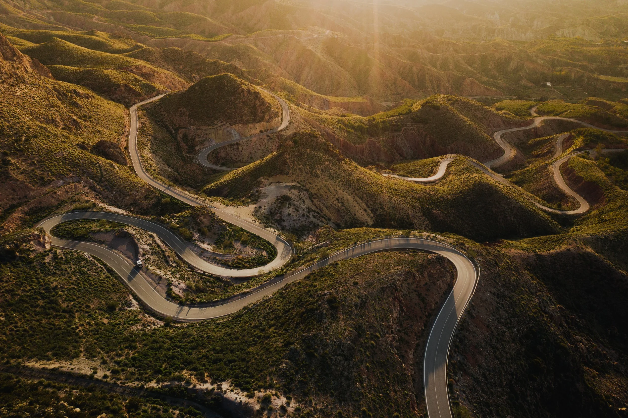 Cyclist paradise in Almeria at Sunset