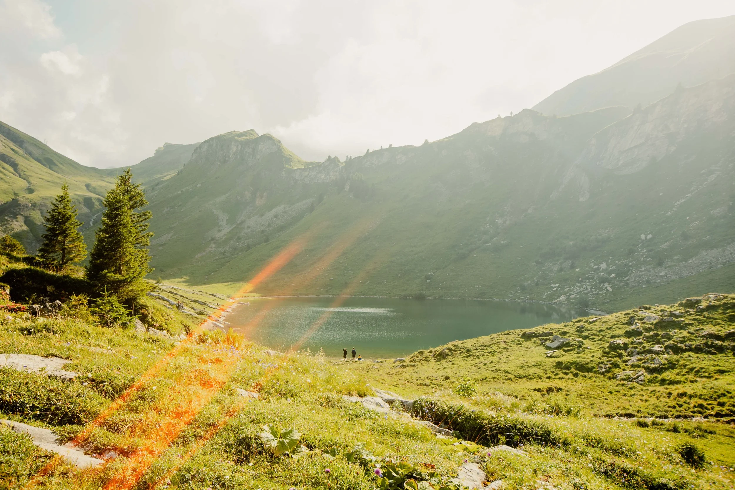 Alpine refreshing lake in Switzerland 