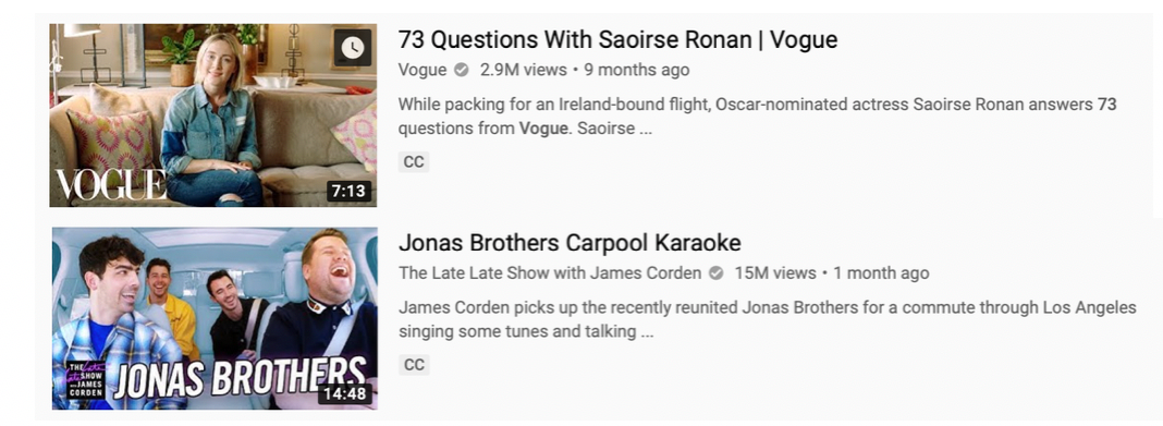 (Brand examples: Vogue and The Late Late Show with James Corden)