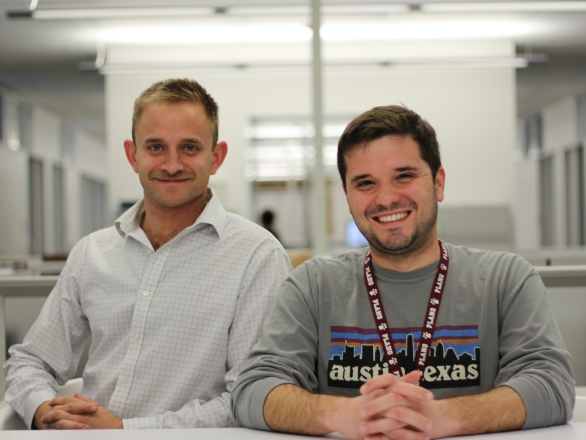 Travis Block (left) and Milos Marinkovic (right) co-founded San Antonio Science, Inc with Teresa Evans and Linda McManus. 