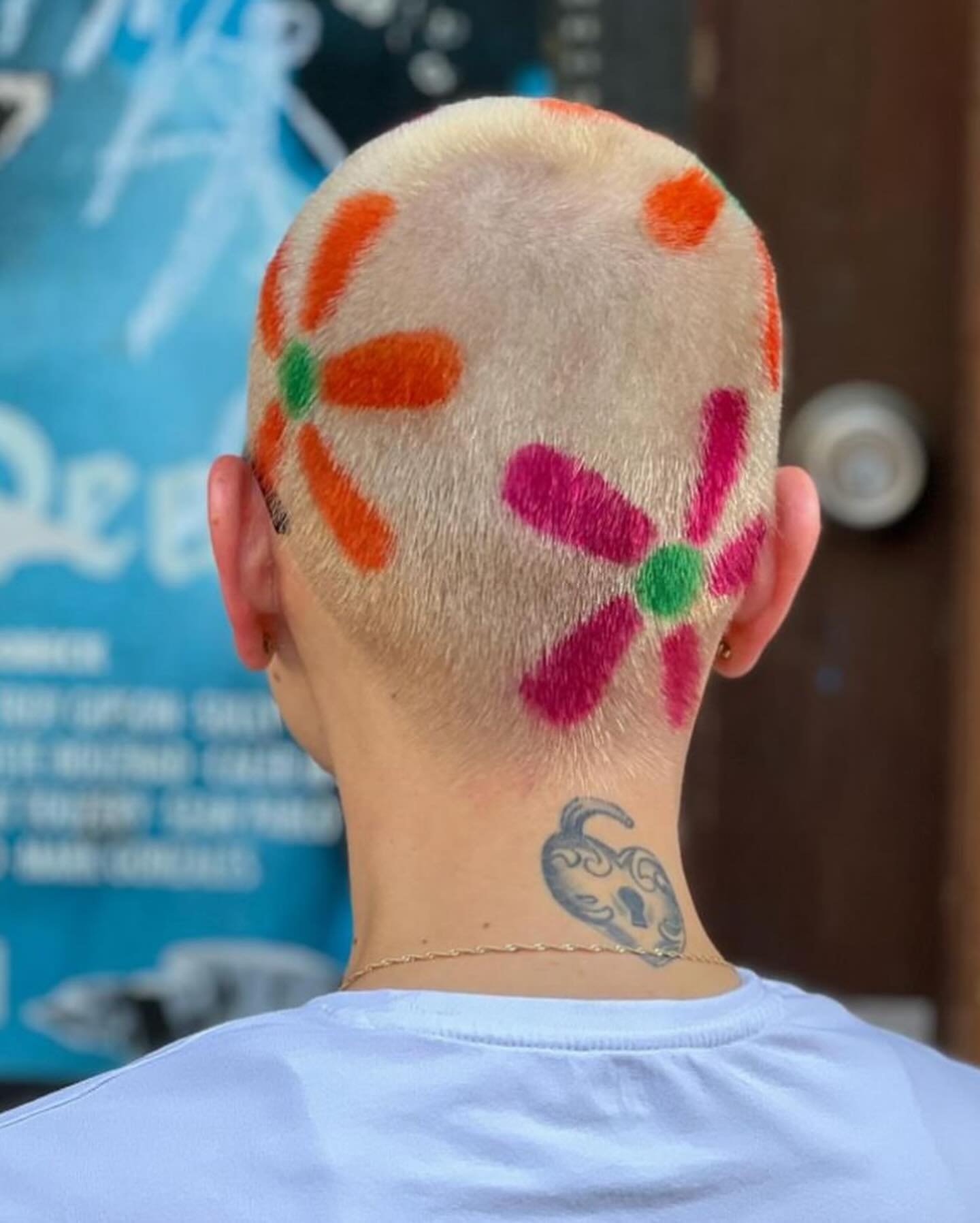 Flower Power by @ethanmatthewhair 
.
.
.
#buzzcutart #paintedbuzzcut #pulpriot #flowerpower #phillyhairstylist #phillyhairsalon