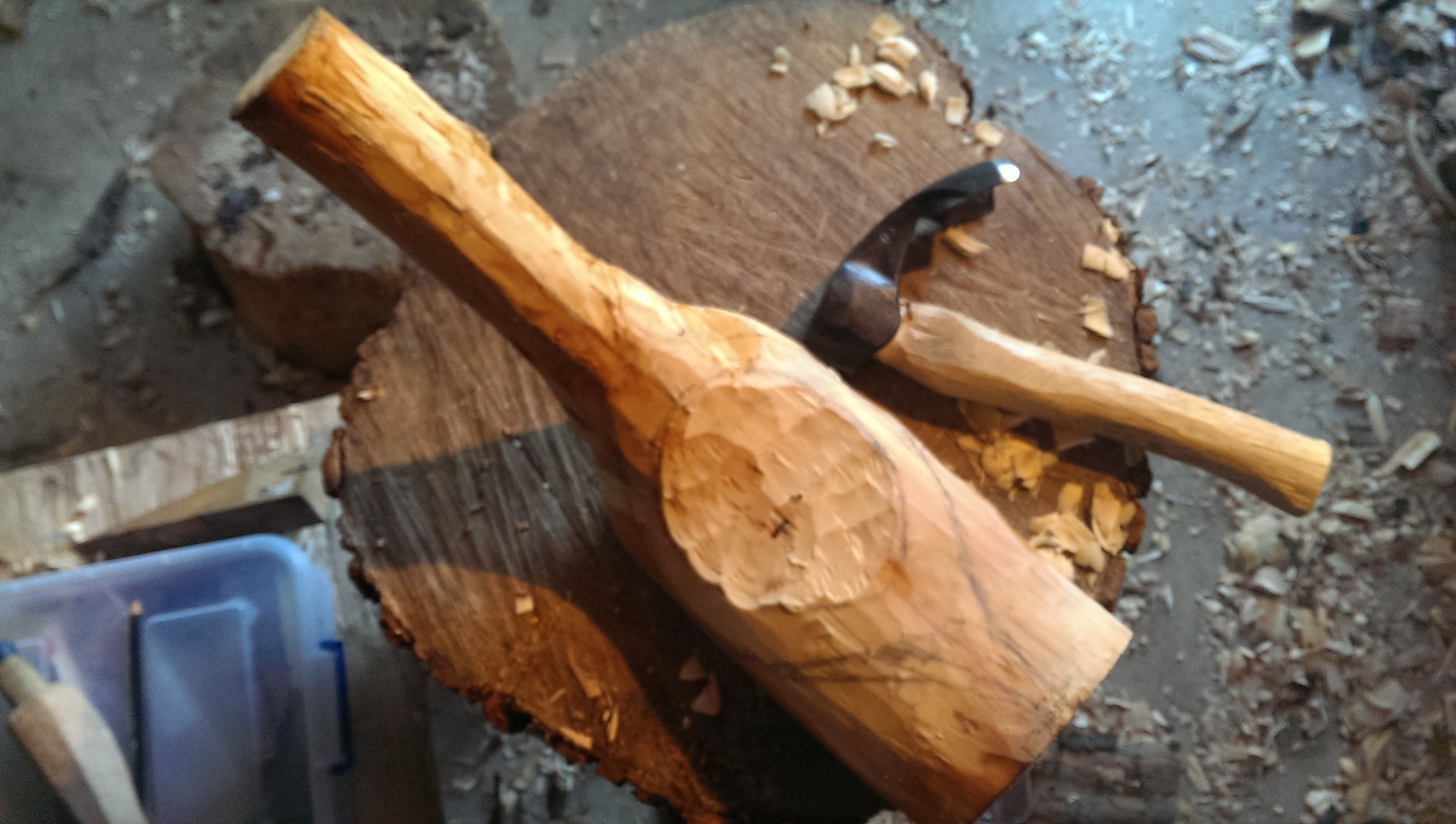 Starting the hollowing of the above log