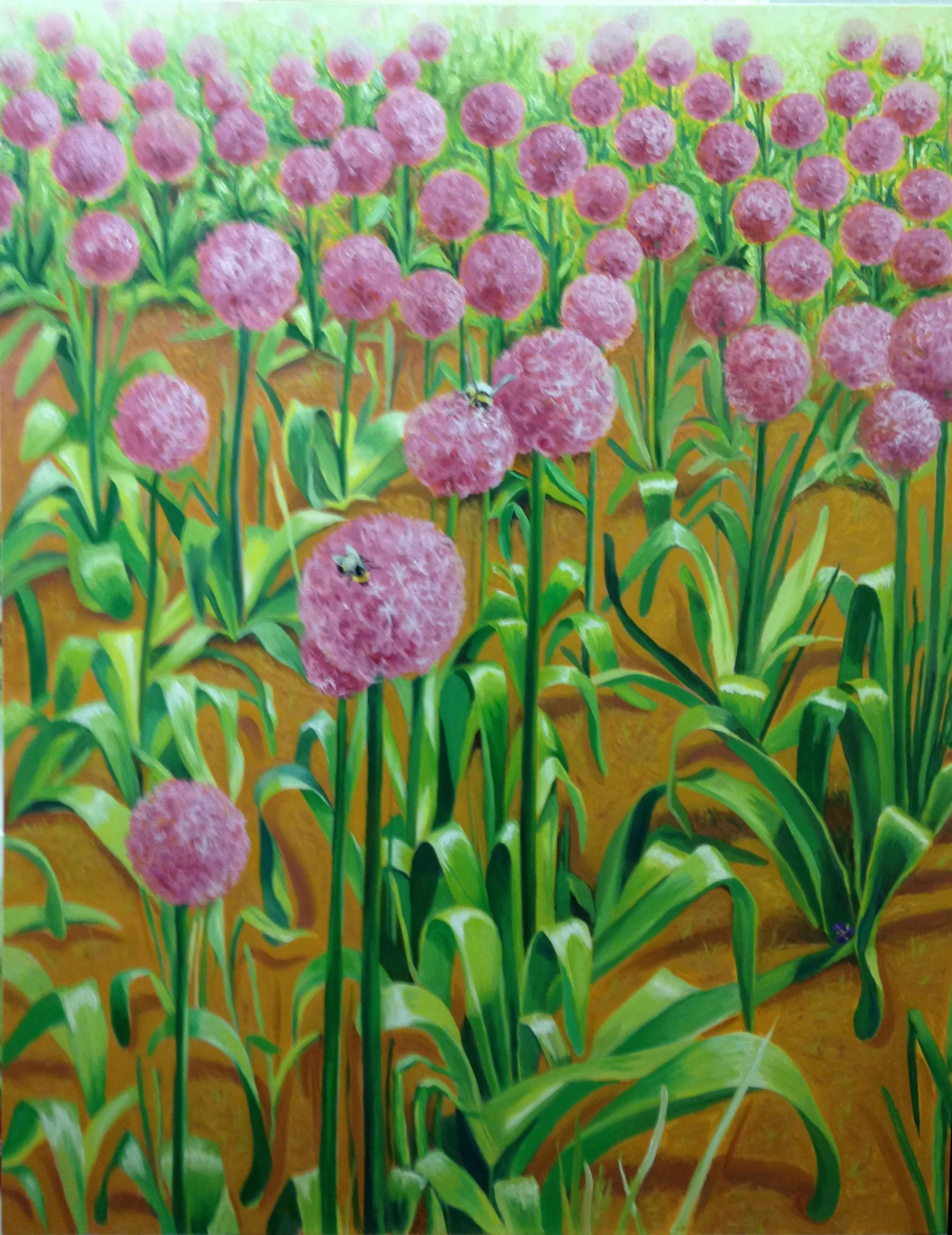 Allium Garden at Comcast , 2018, oil on canvas, 48 x 60 inches