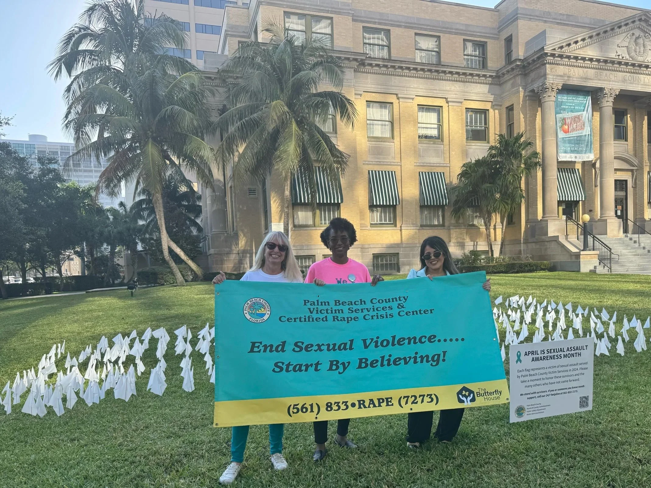 Over 550 flags in the ground to symbolize each victim who called in for services in 2025.