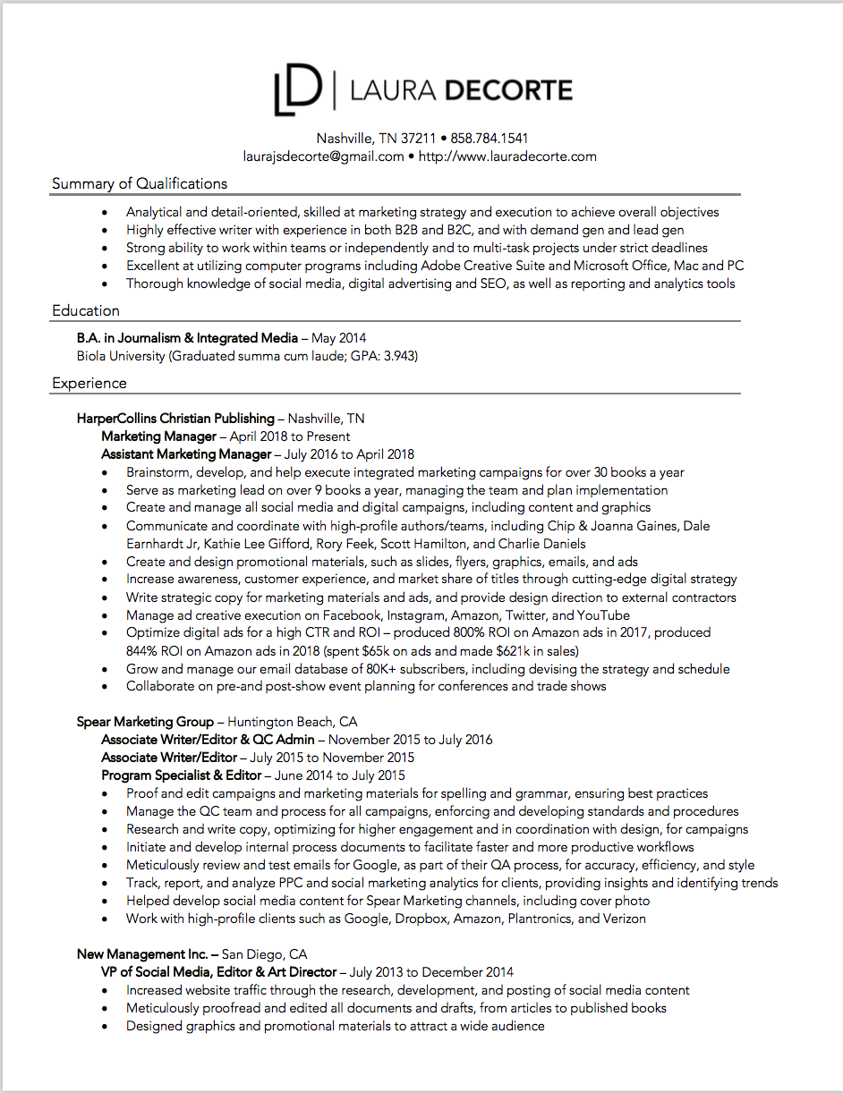 Resume — Laura Askvig