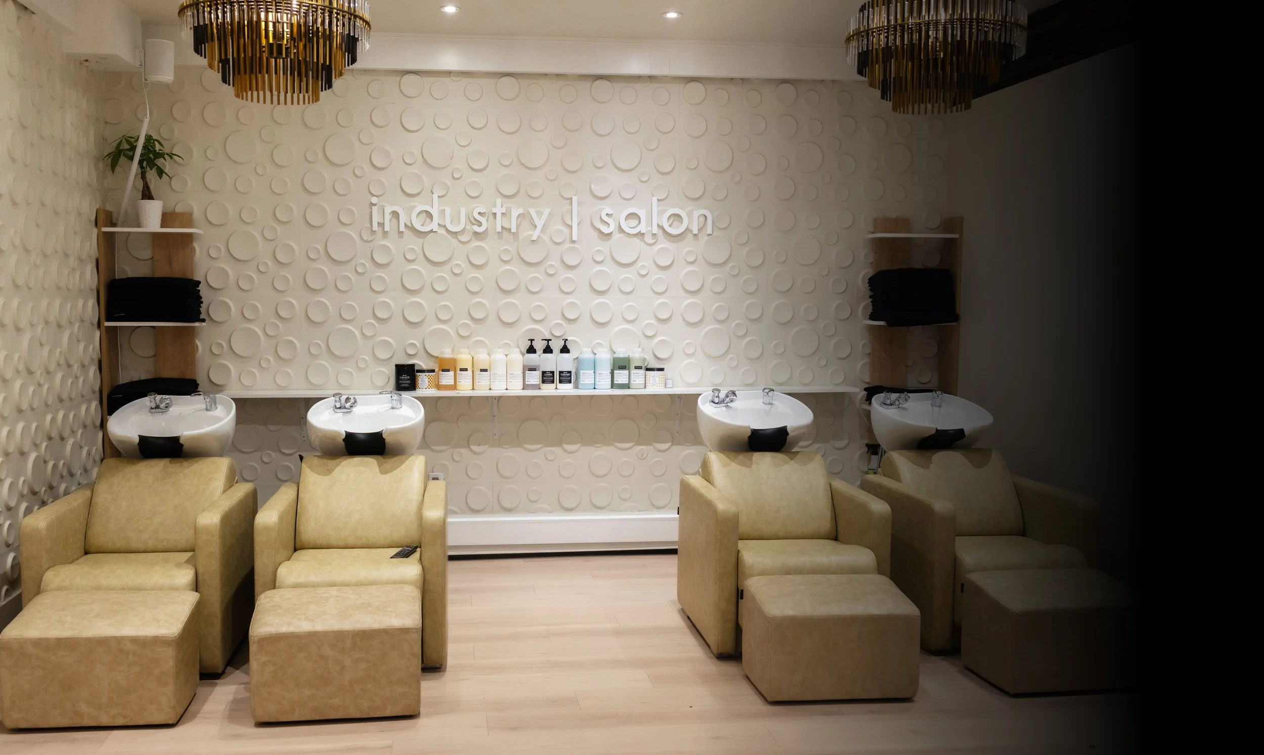 Luxury shampoo and wash station at Industry Salon.