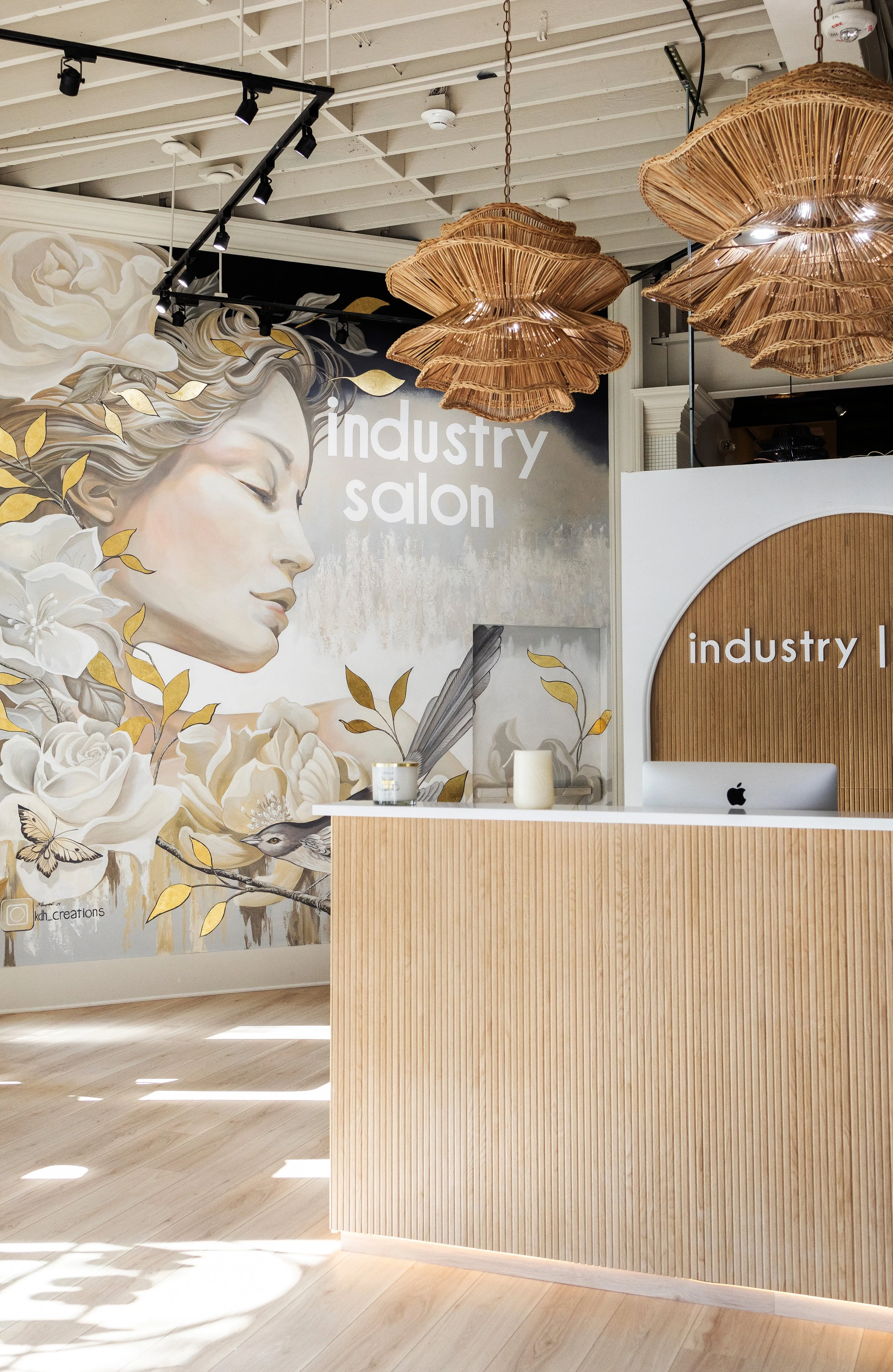 Reception area at Industry Salon in Red Bank, NJ.