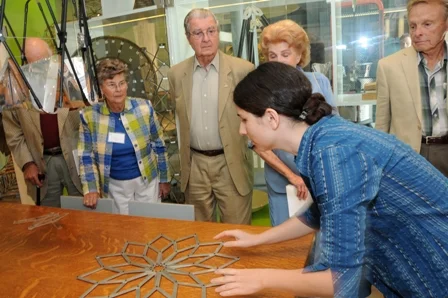 Grad student Olive Stohlman shows a foldable structure