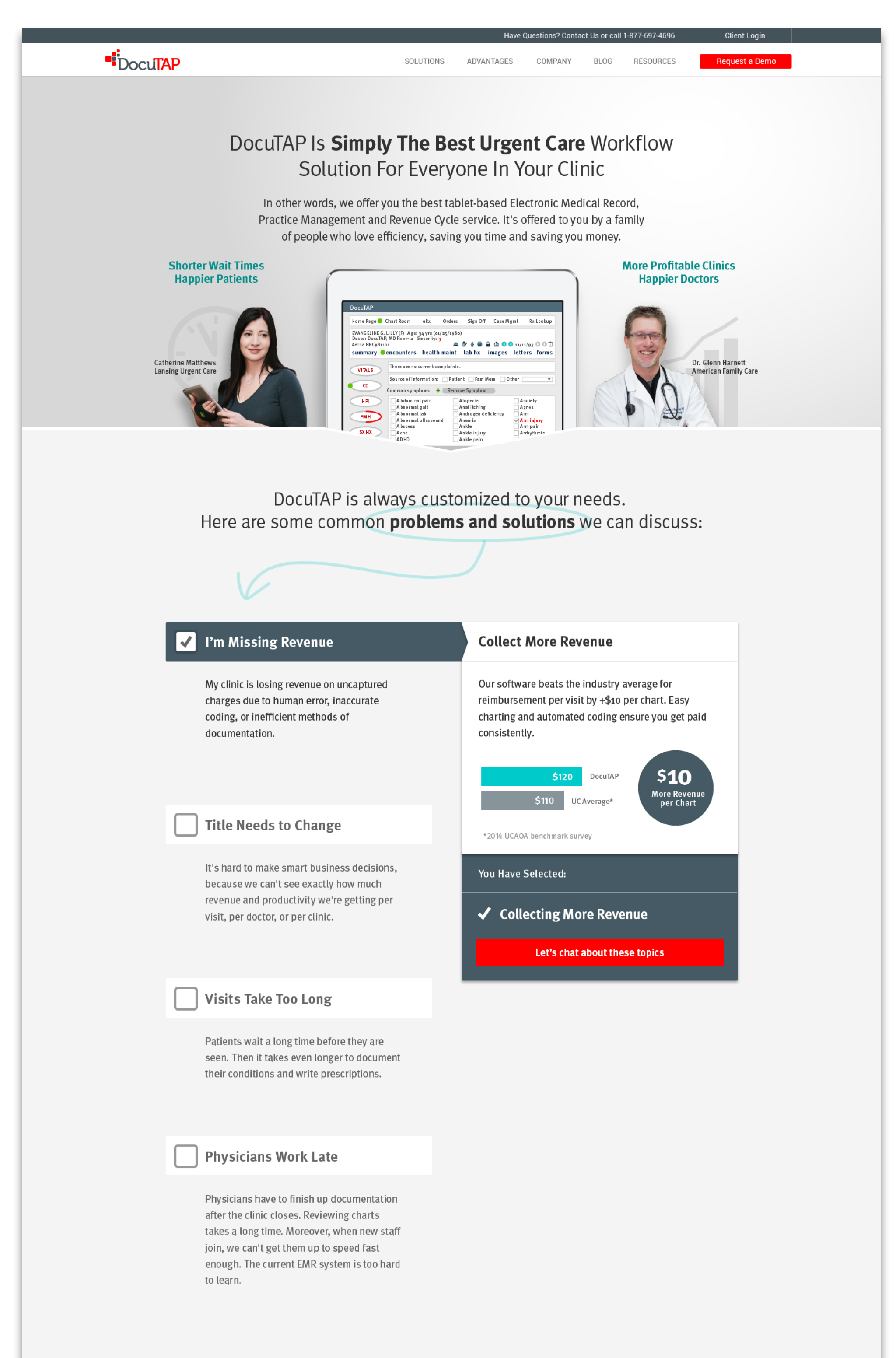 Split Test B-version: With this one, we included images of our customers, but made them secondary to the product shot on the tablet.