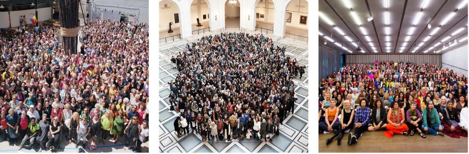IMAGES (L–R): Now Be Here #1 , LA, 2016, Photo by Isabel Avila, Courtesy Kim Schoenstadt and Hauser Wirth & Schimmel Now Be Here #2 , NYC, 2016, Photo by Paola Kudacki, courtesy Kim Schoenstadt, Shinique Smith, and The Brooklyn Museum Now Be Here #3 , South Florida, Miami, 2016; Photo by Gesi Schilling, courtesy Kim Schoenstadt, Jane Hart, Girls' Club, and Pérez Art Museum Miami