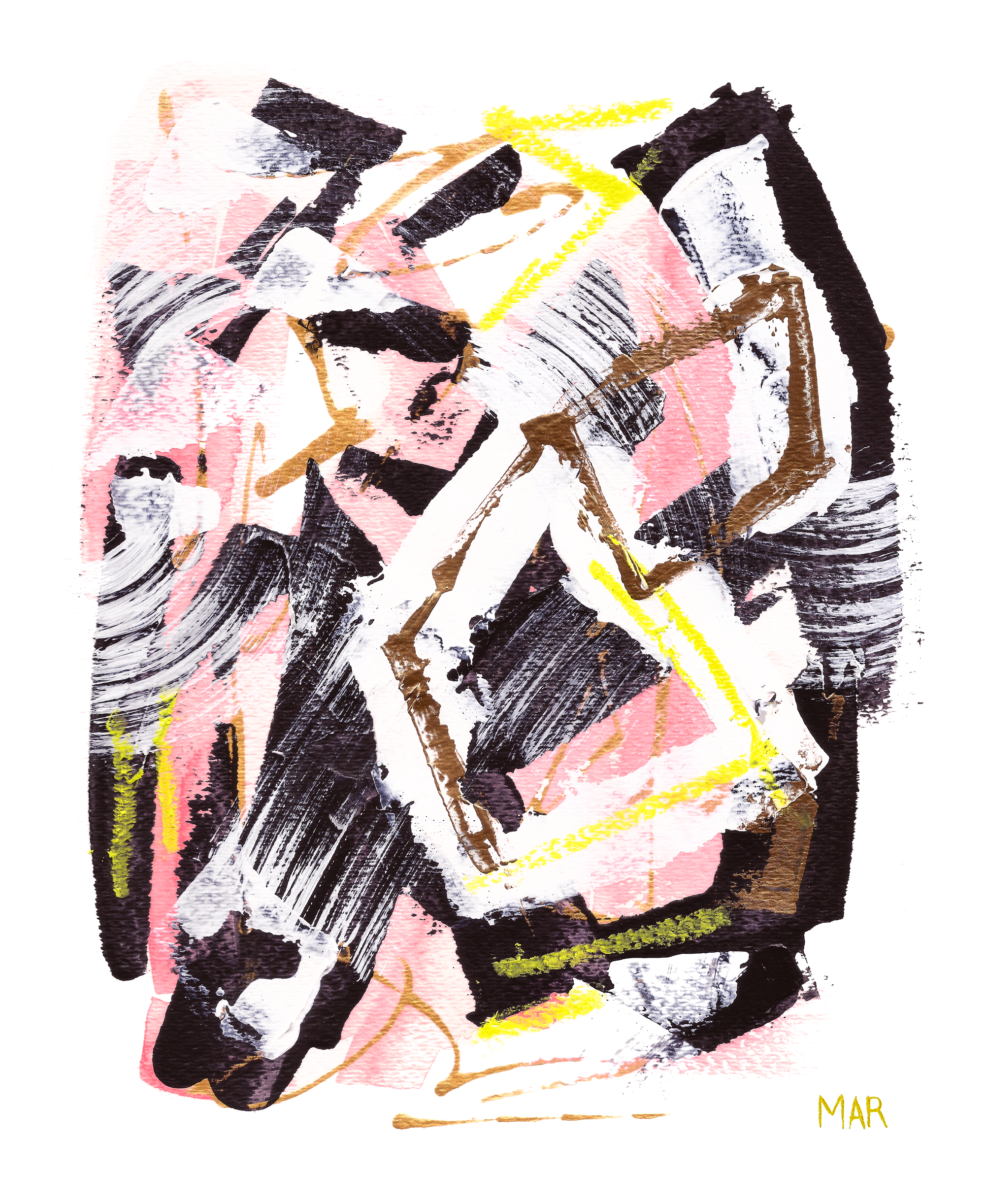 Abstract - Neon Black Pink White 2 - 8x10.5 - Acrylic on Paper - by MAR.png